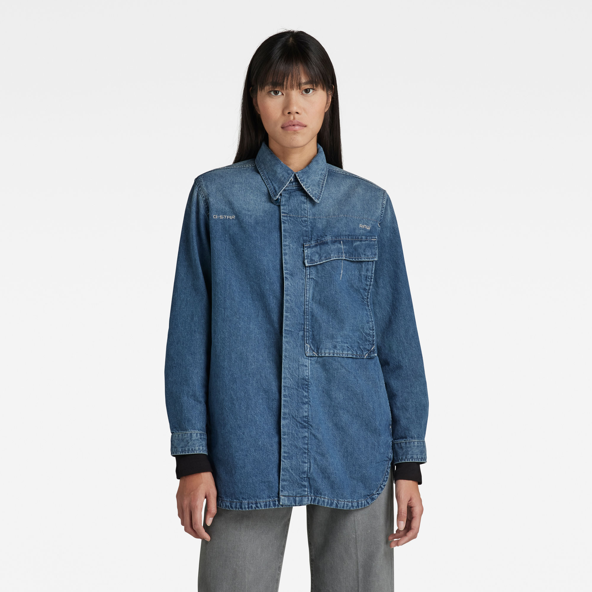 

Mysterious Overshirt - Medium blue - Women