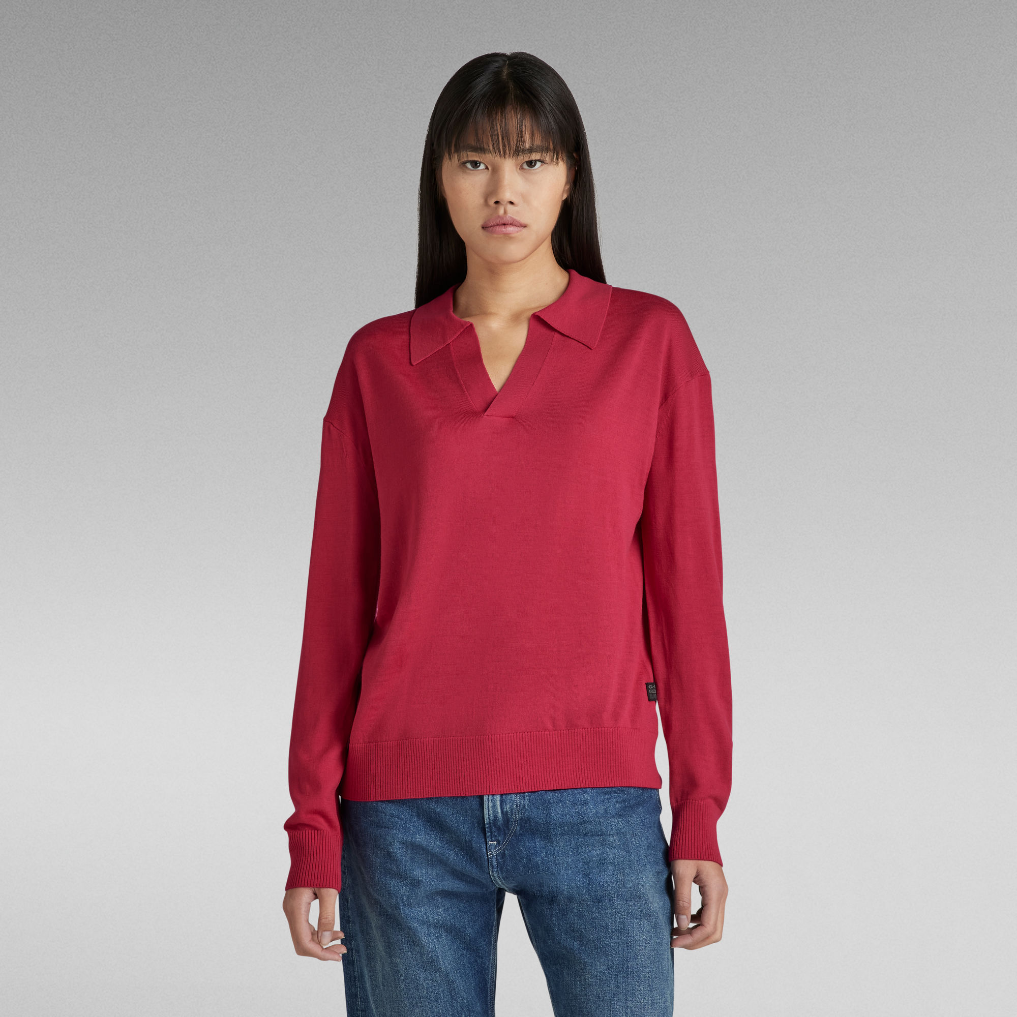 

Knitted Polo - Red - Women