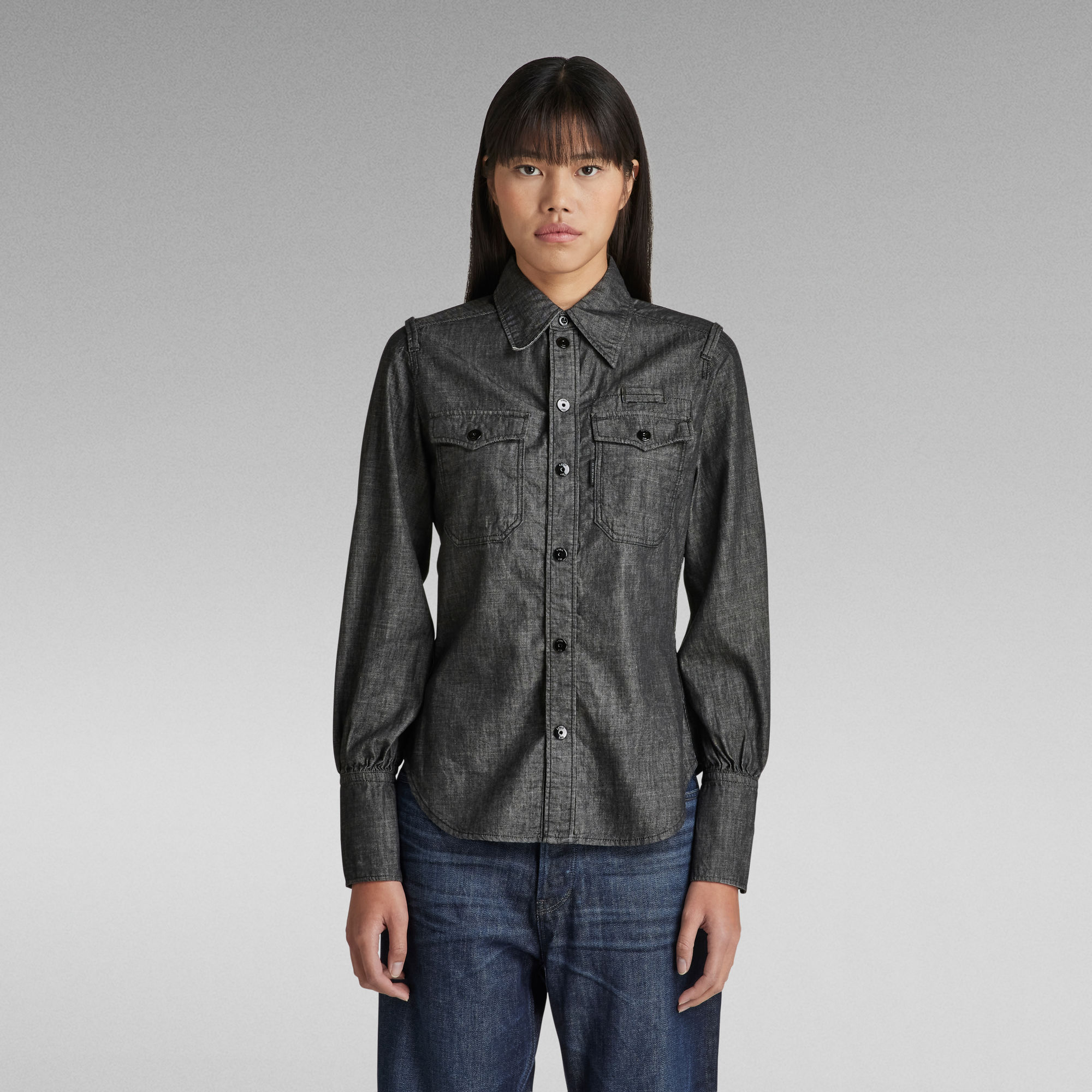 

Slim Shirt - Zwart - Dames