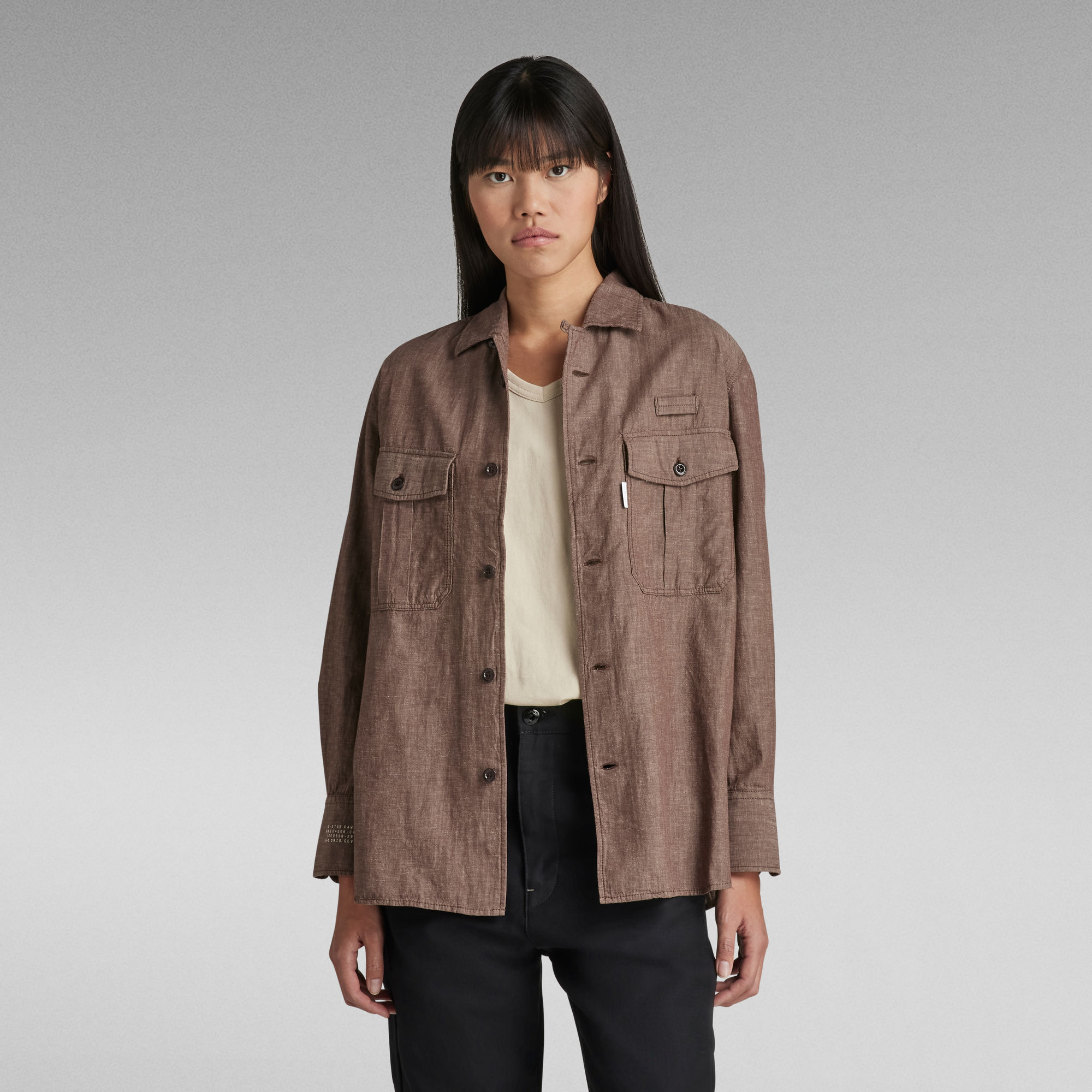 

Officer Boyfriend Shirt - Bruin - Dames