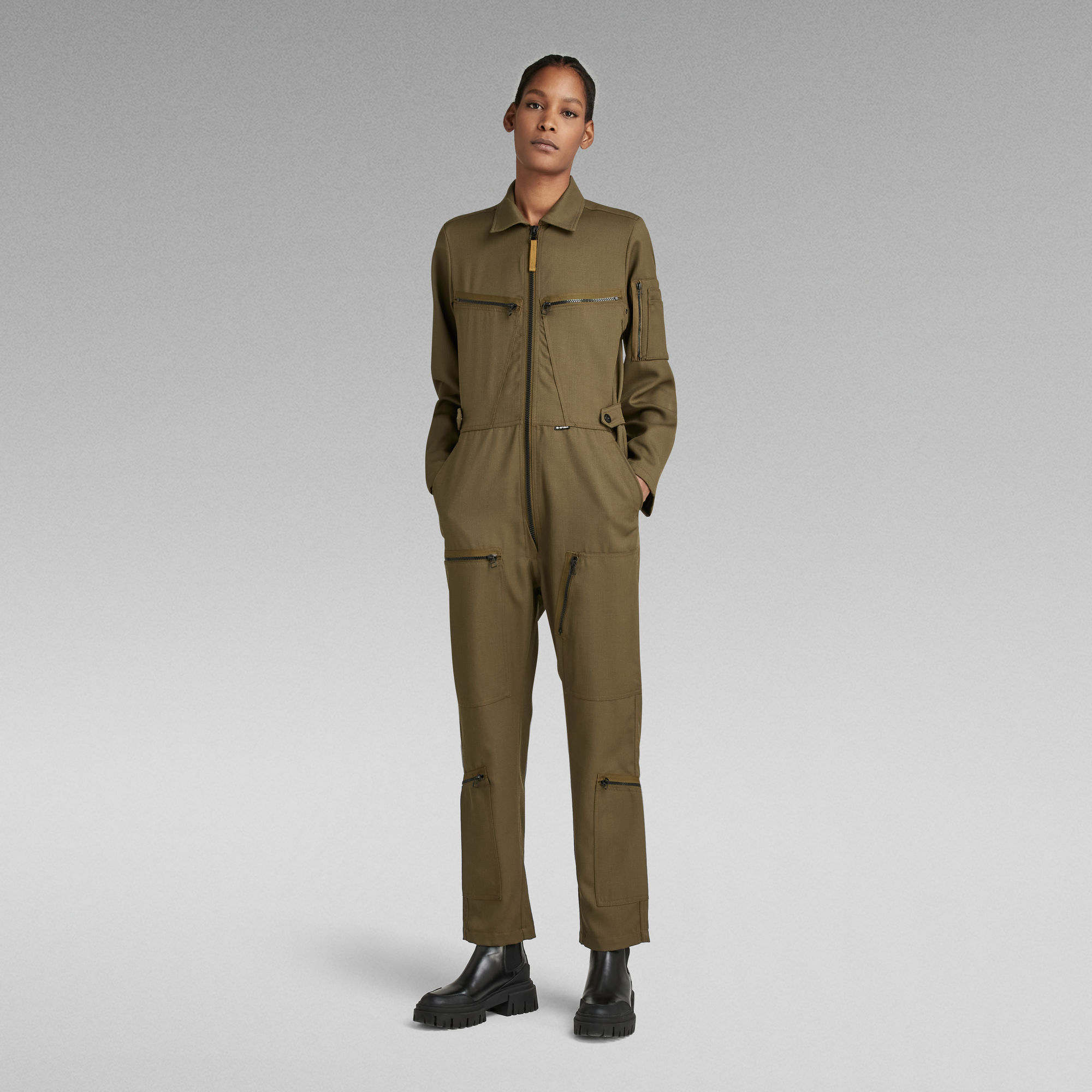 E Multi Zip Jumpsuit - Grün - Damen