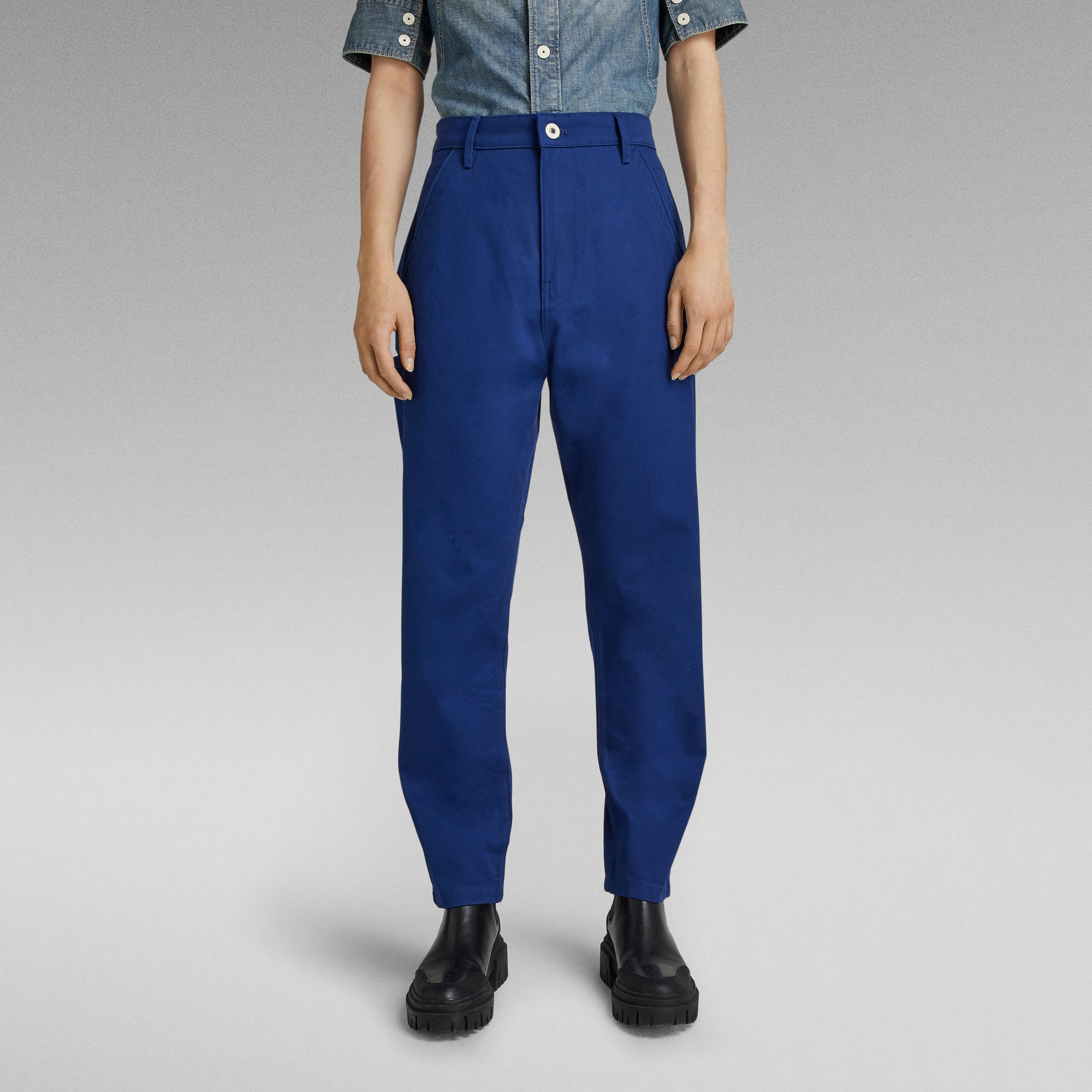 

Boyfriend Tapered Chino - Medium blue - Women