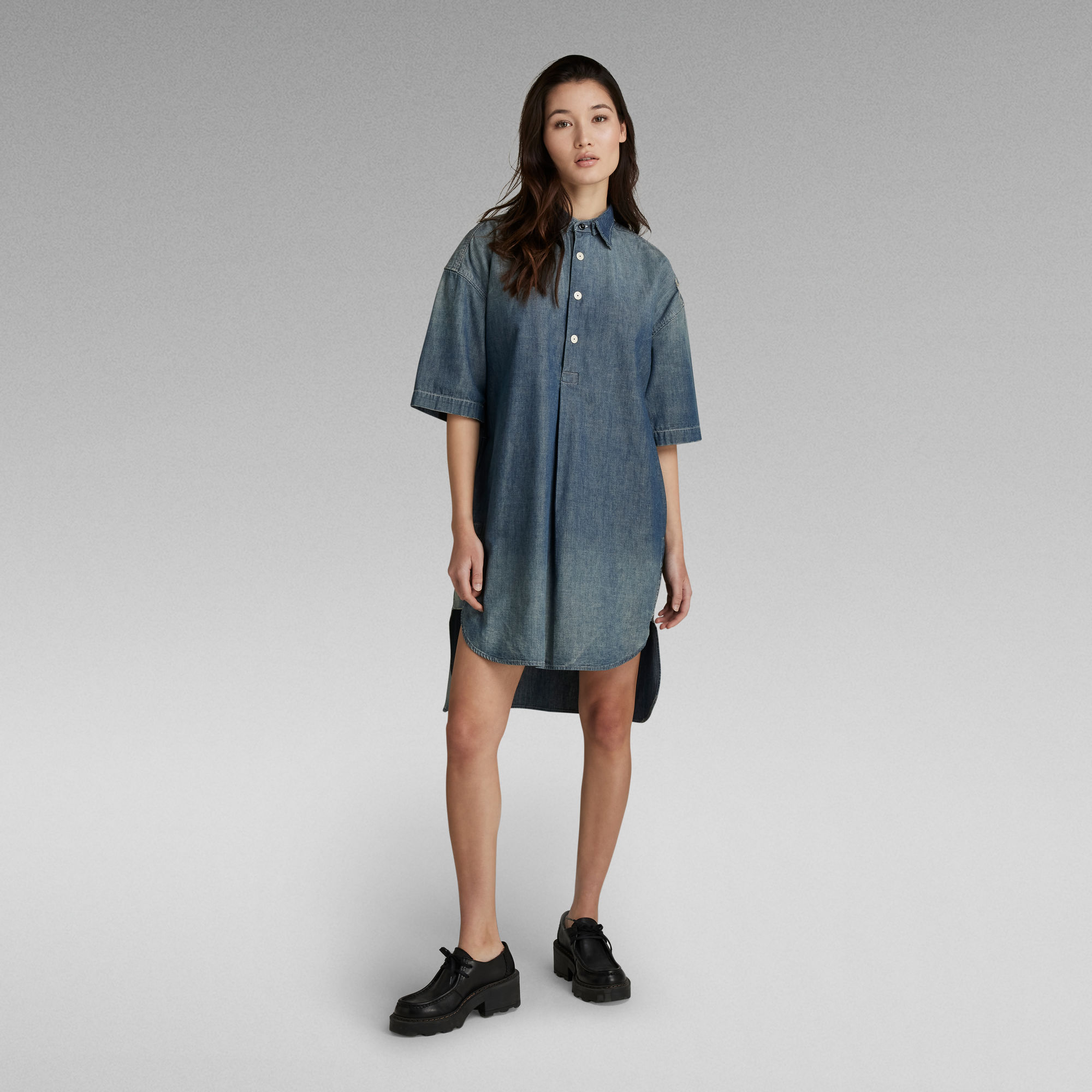 

Overhemdjurk - Midden blauw - Dames
