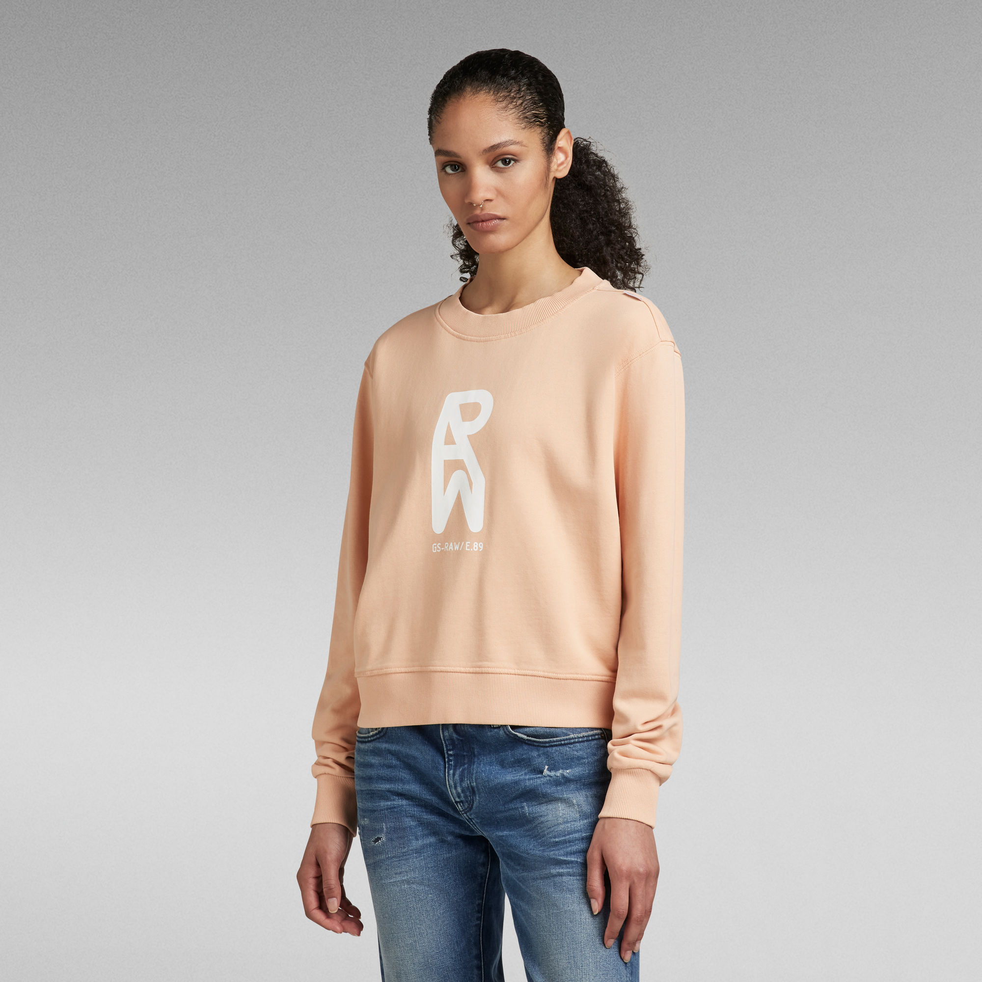 

Graphic Raw Crew Sweater - Pink - Women