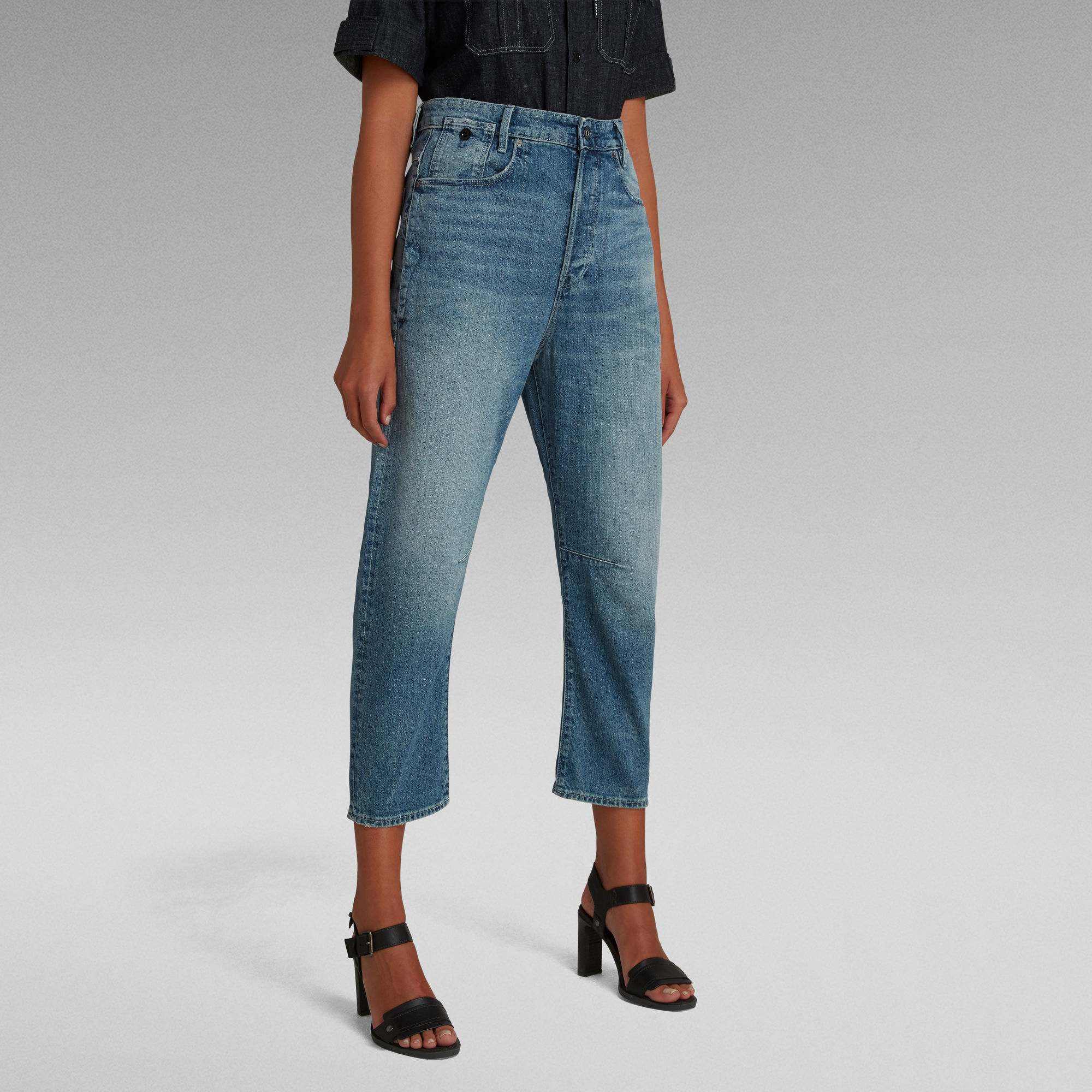 

C-Staq 3D Boyfriend Cropped Jeans - Midden blauw - Dames