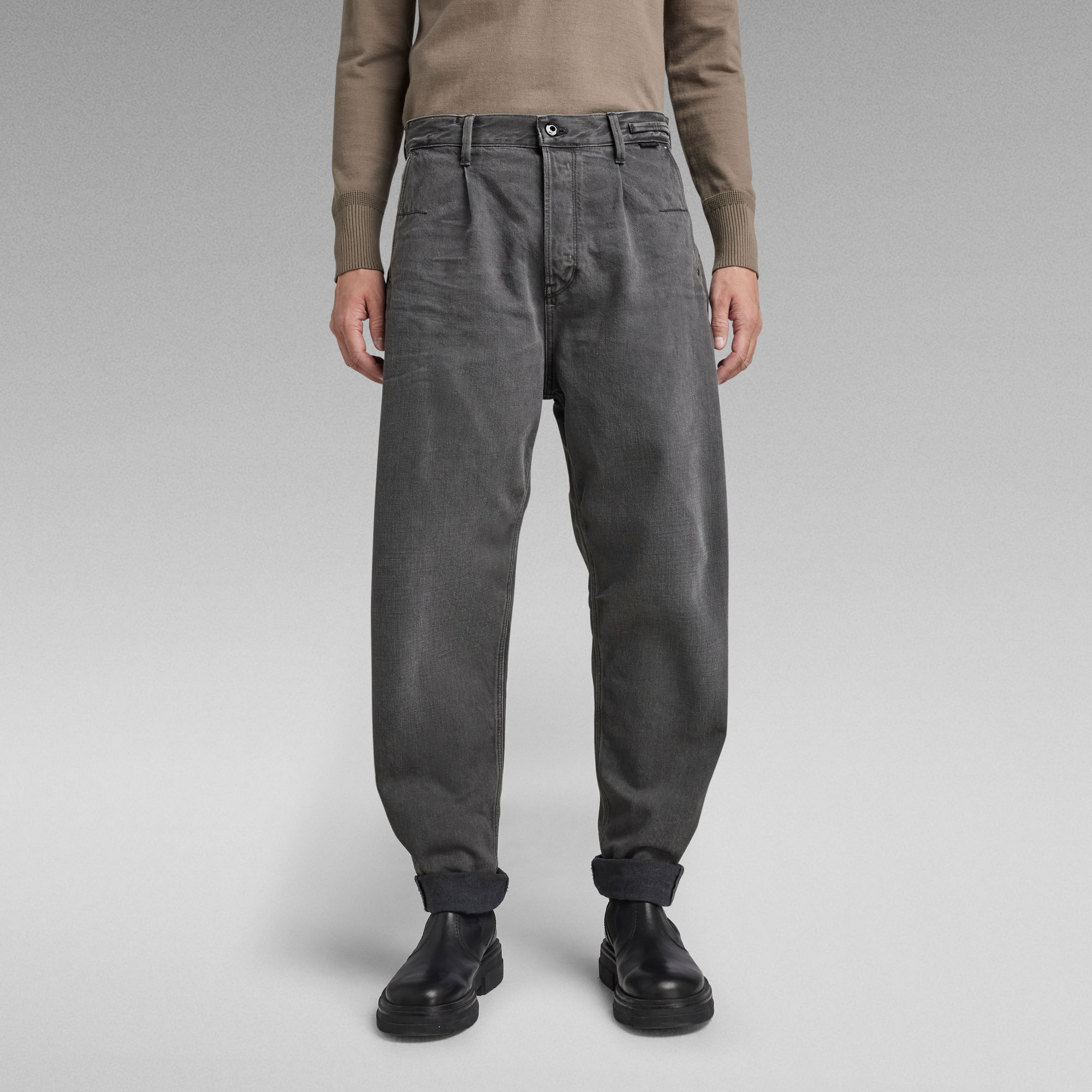 Pleated Relaxed Chino - Grau - Herren