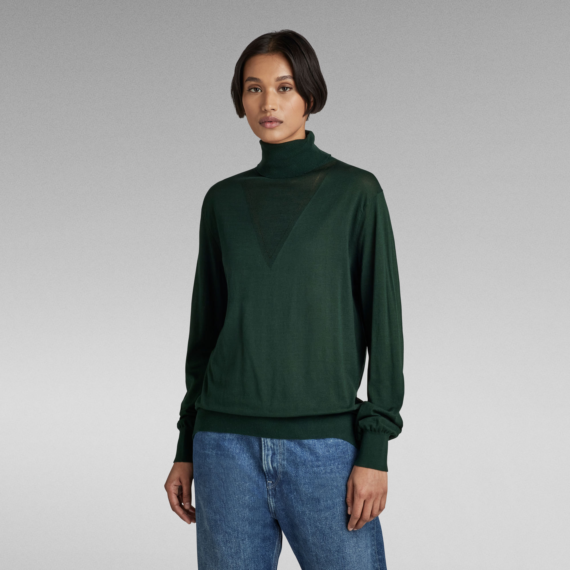 

Core Roll Neck Knitted Sweater - Green - Women