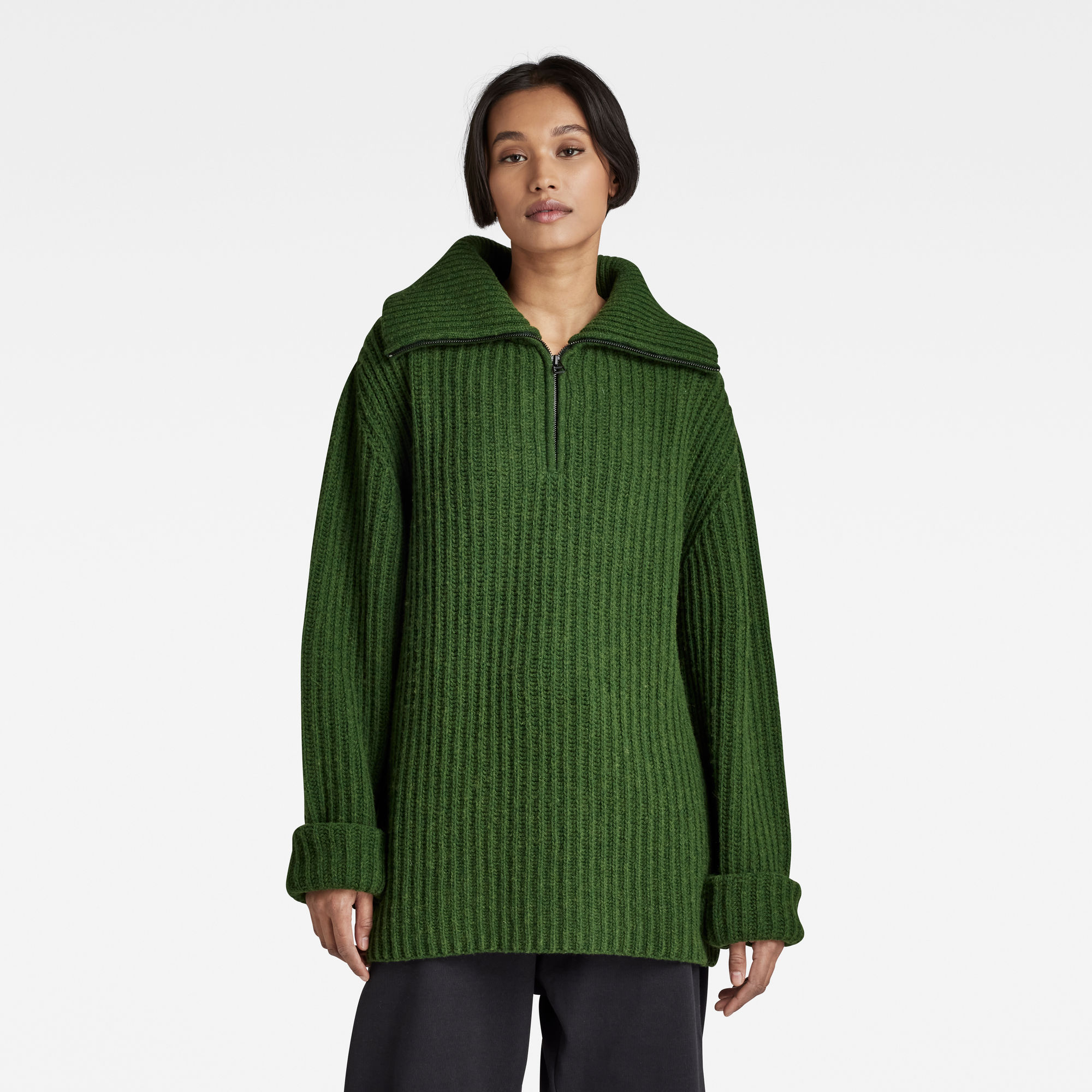 

Skipper Loose Knitted Pullover - Grün - Damen