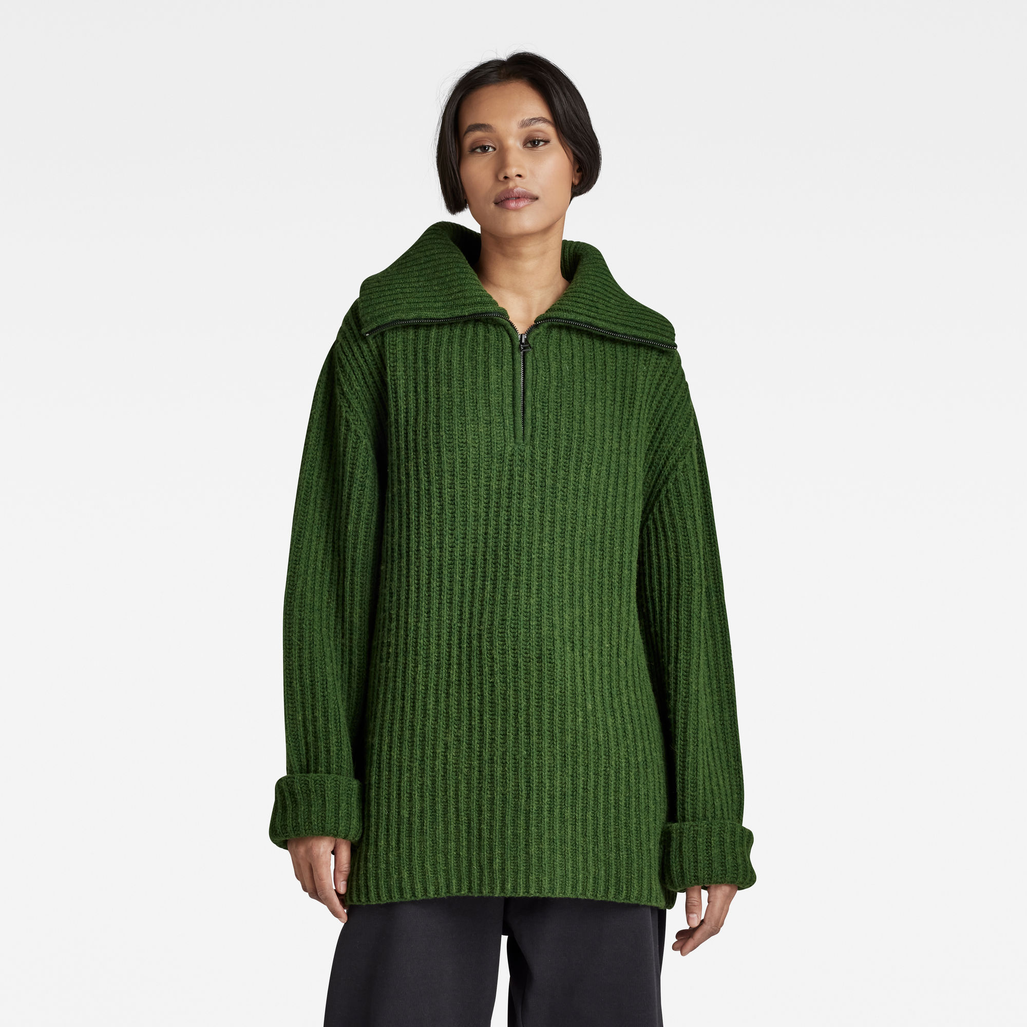 

Skipper Loose Knitted Sweater - Green - Women