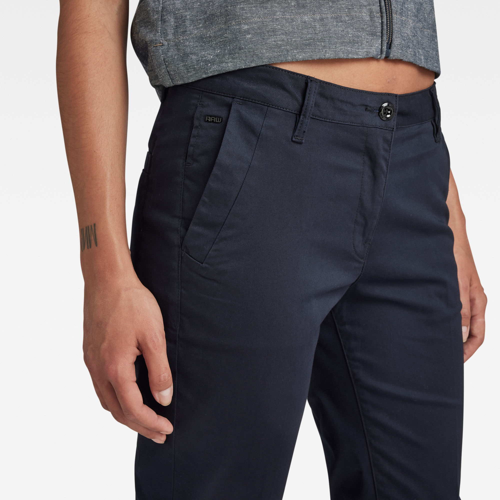 G-Star RAW Bronson Mid Waist Skinny Chino Donkerblauw Dames