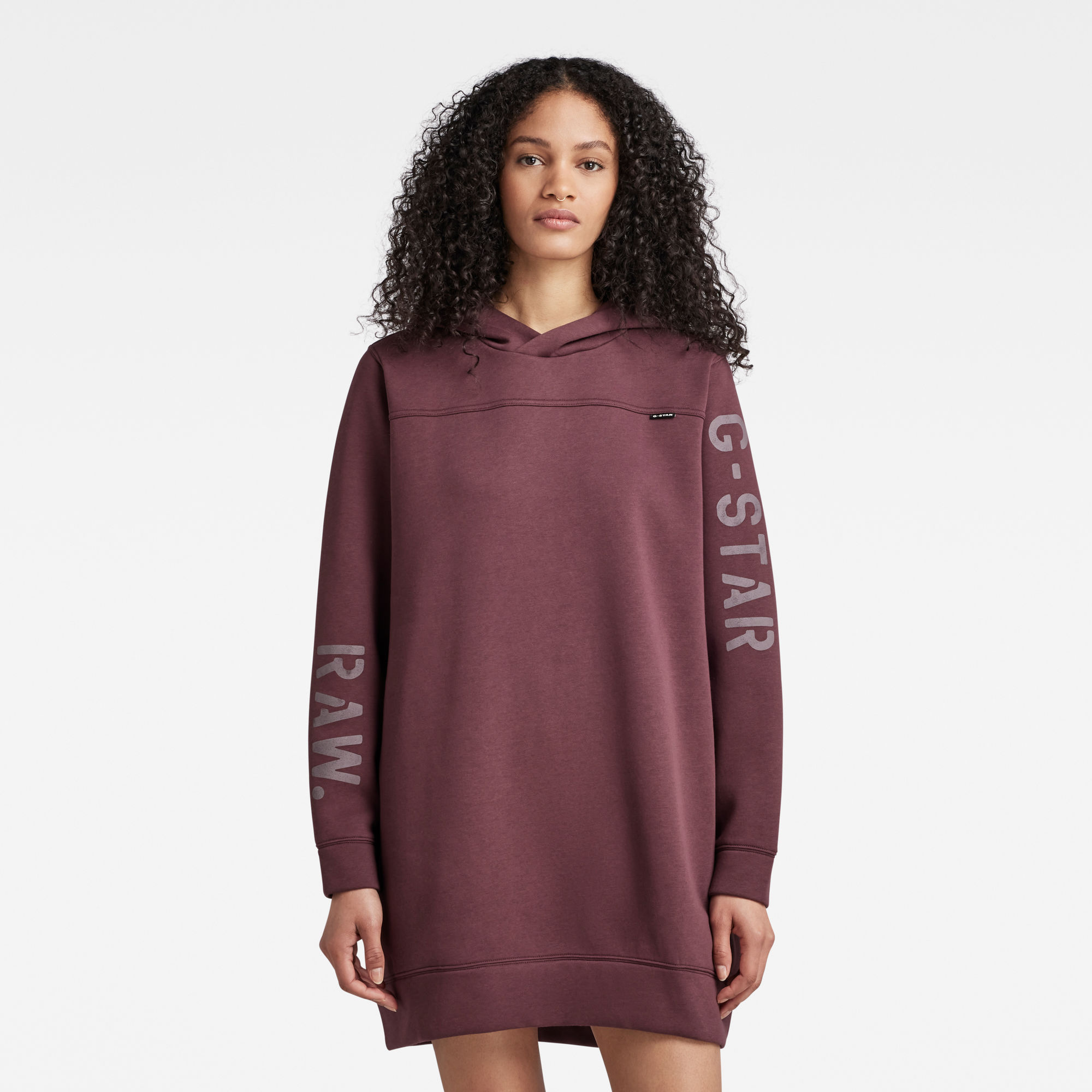 

Multi Graphic Loose Hoodie Sweat Kleid - Lila - Damen