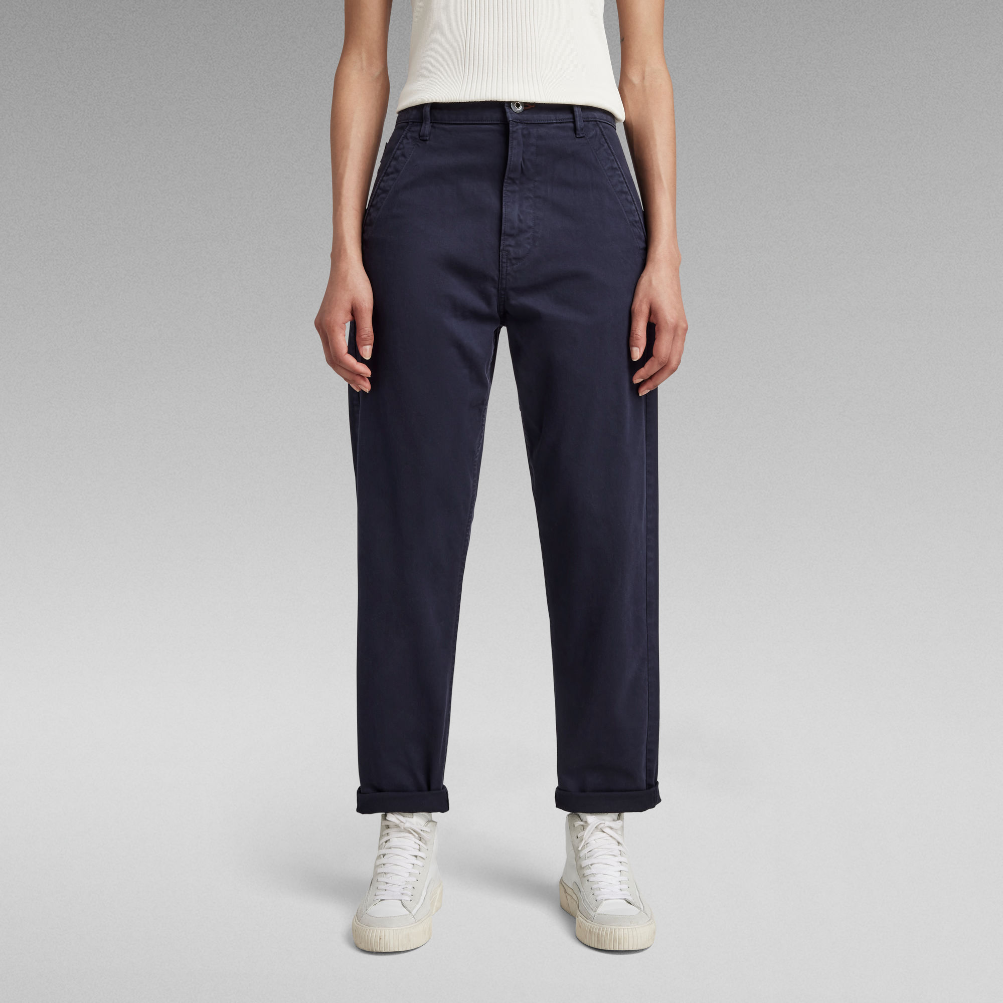 

Boyfriend Tapered Chino - Dark blue - Women