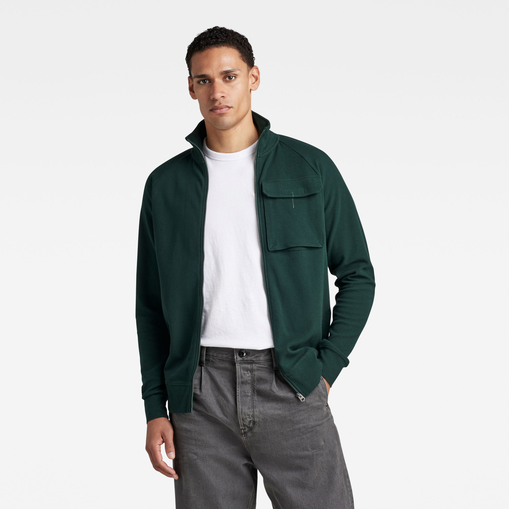 

Lightweight Sweater Logo Tape Center Back Zip - Green - Men