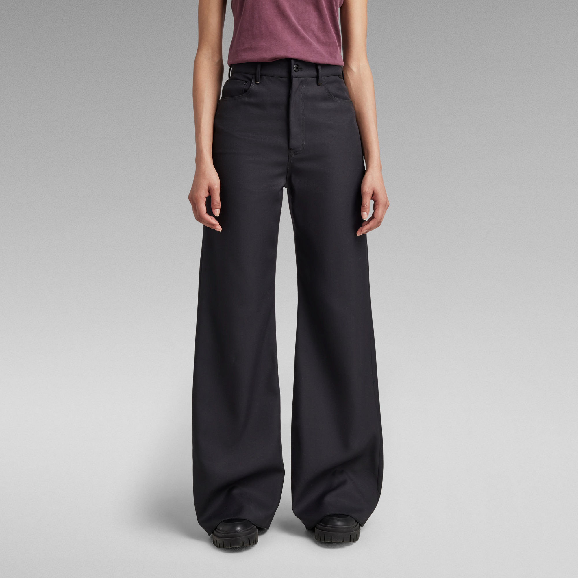 

Deck Ultra High Wide Leg Wool Pants - Black - Women