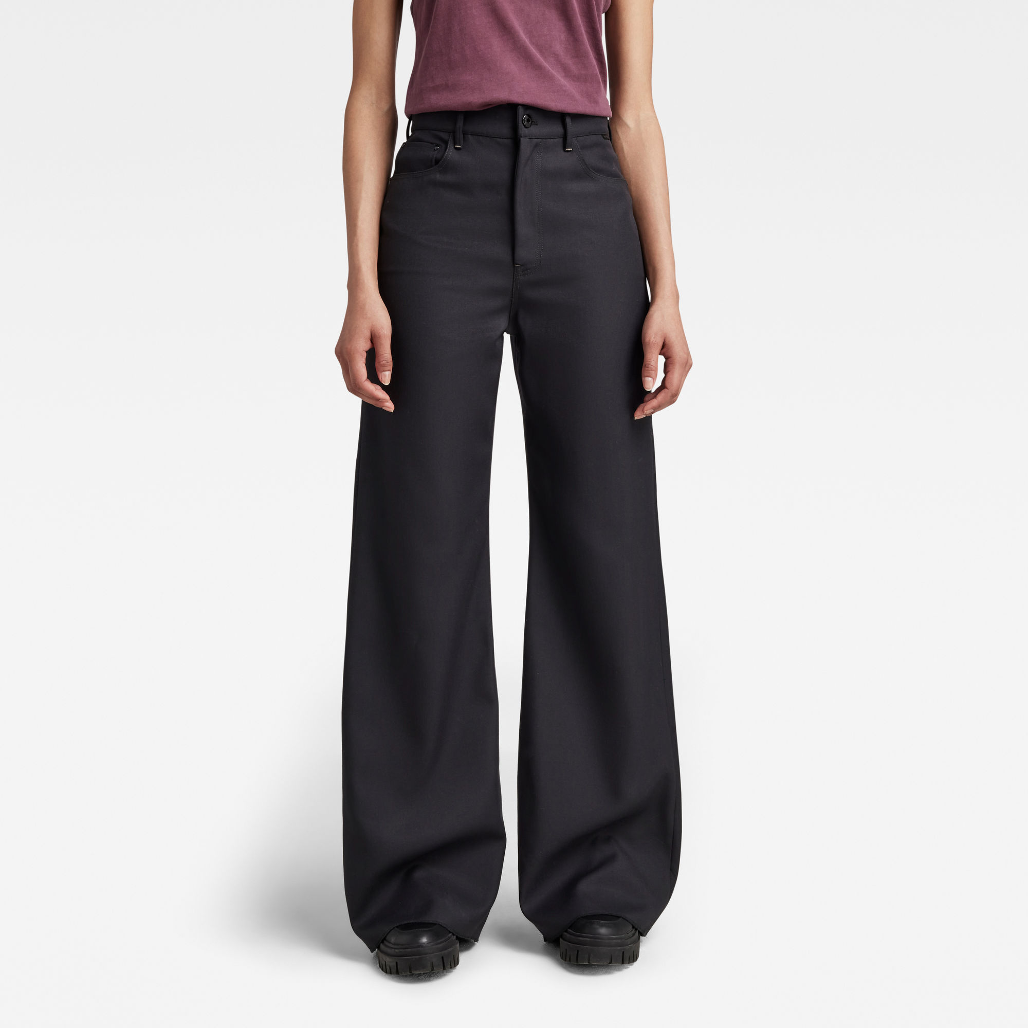 

Deck Broek Ultra High Wide Leg Wool - Zwart - Dames