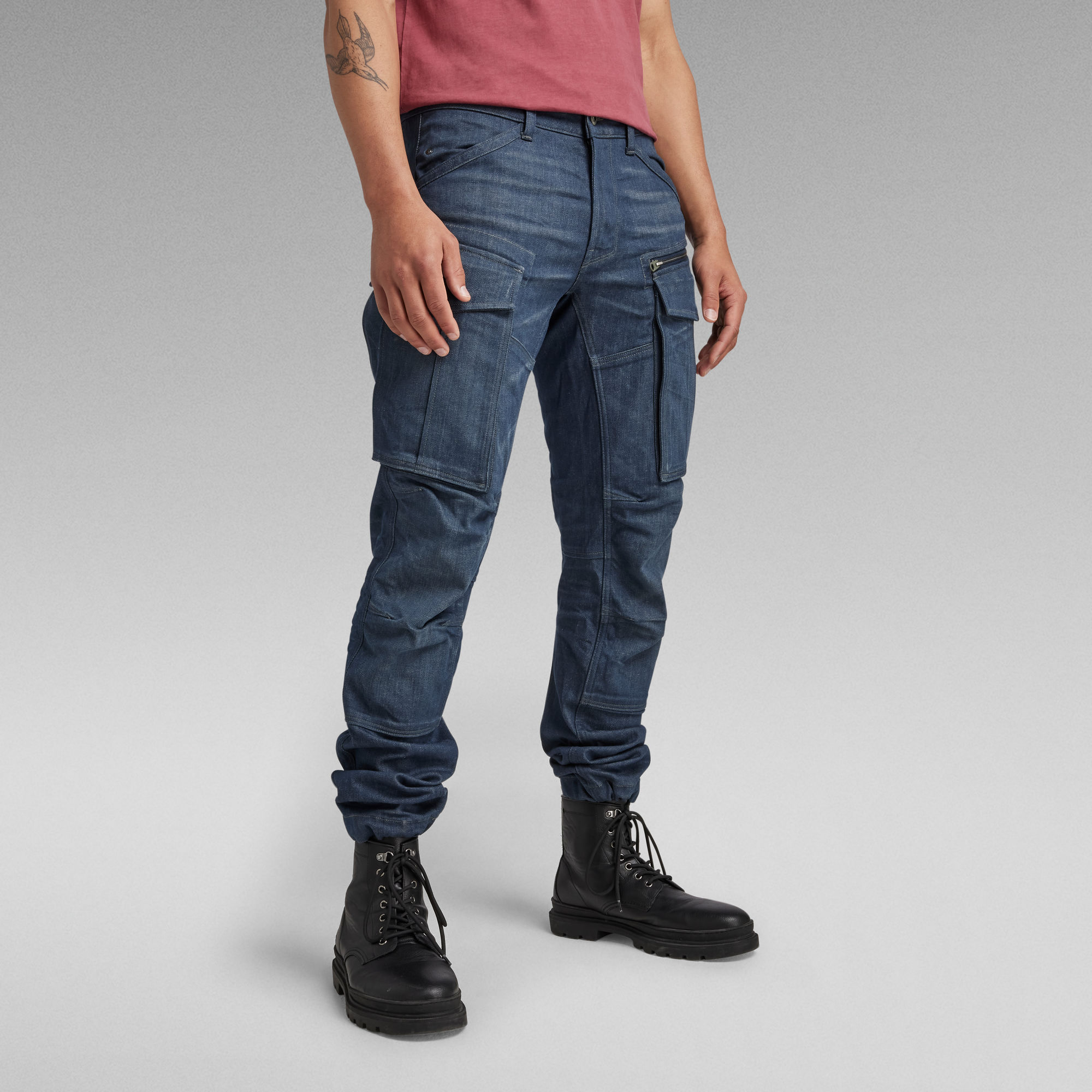 

Rovic Zip 3D Regular Tapered Pants - Dark blue - Men