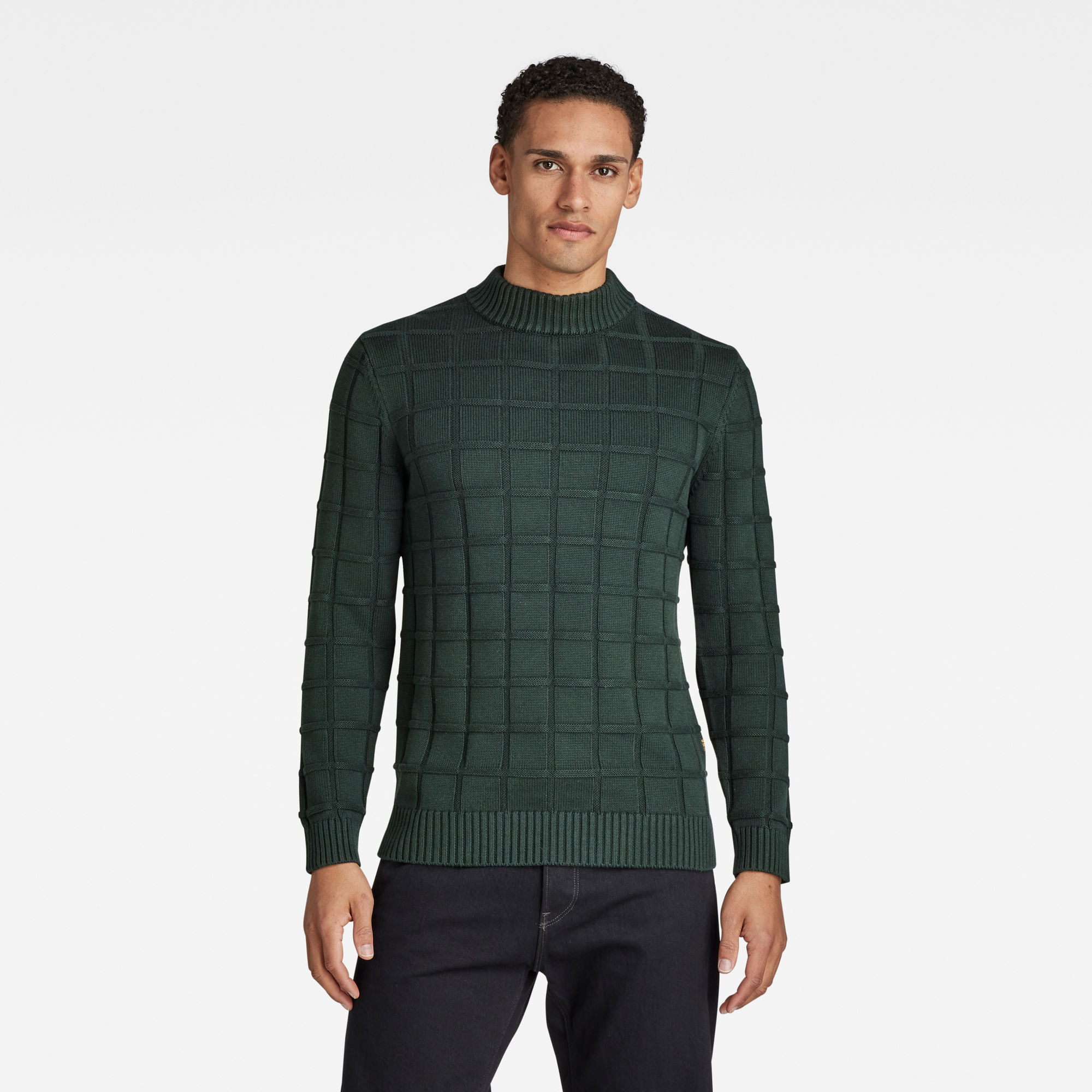 

Heavy Table Mock Knitted Pullover - Grün - Herren