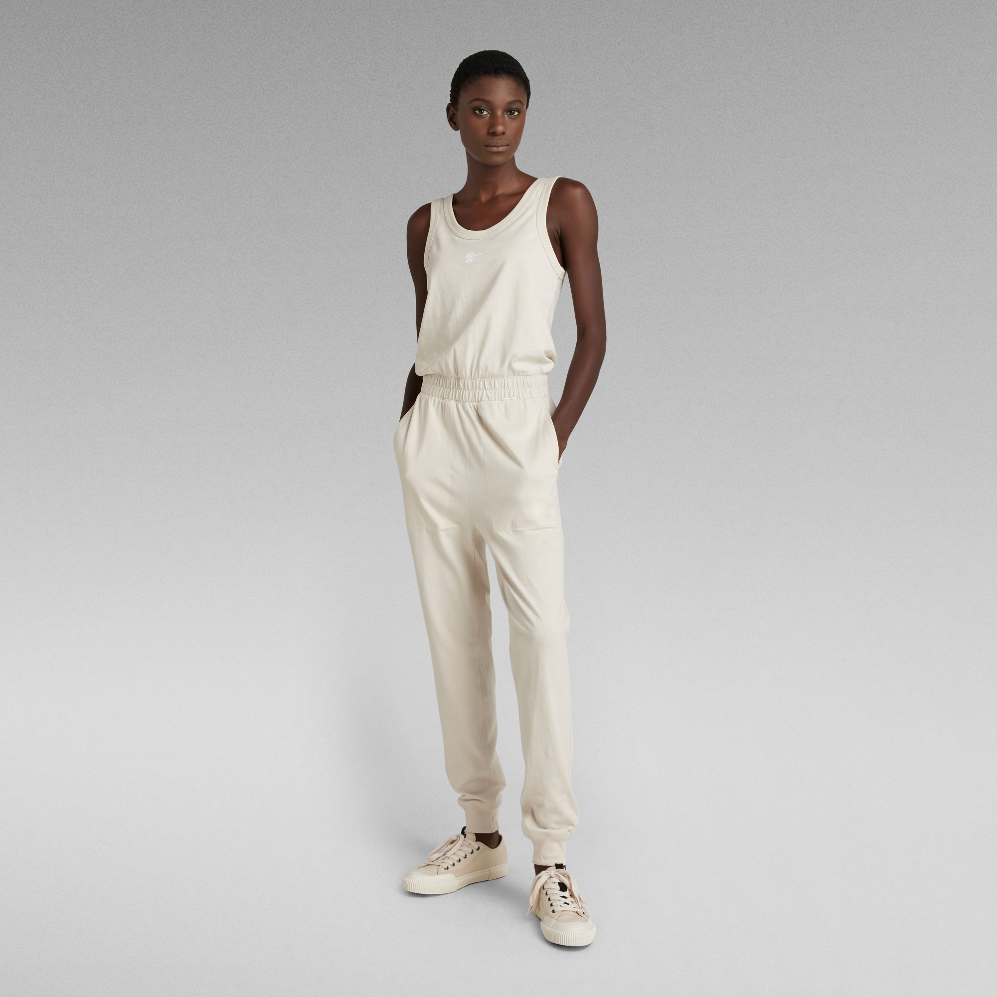 

Sports Graphic Jumpsuit - White - Women