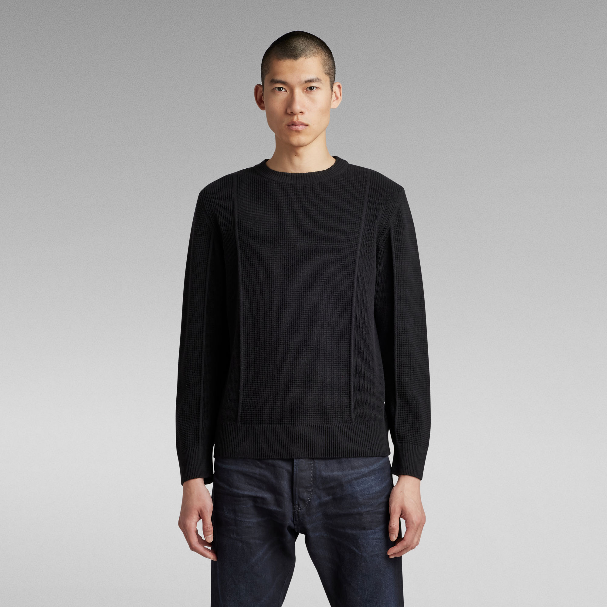 

Knitted Sweater Structure - Black - Men