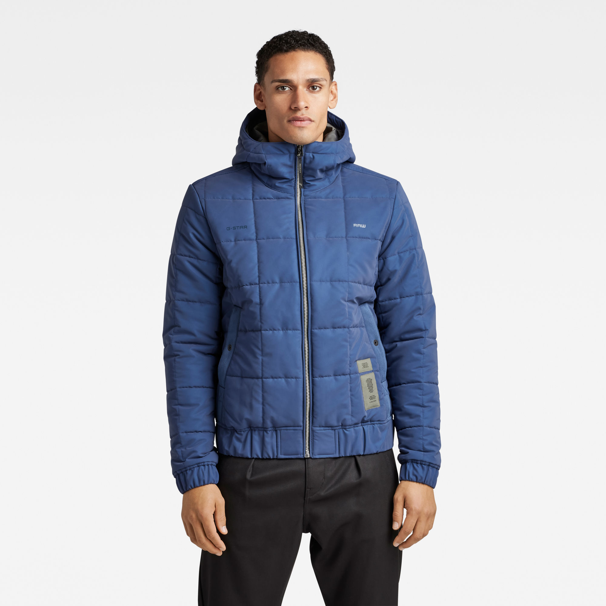 

Meefic Squared Quilted Hooded Jacke - Mittelblau - Herren