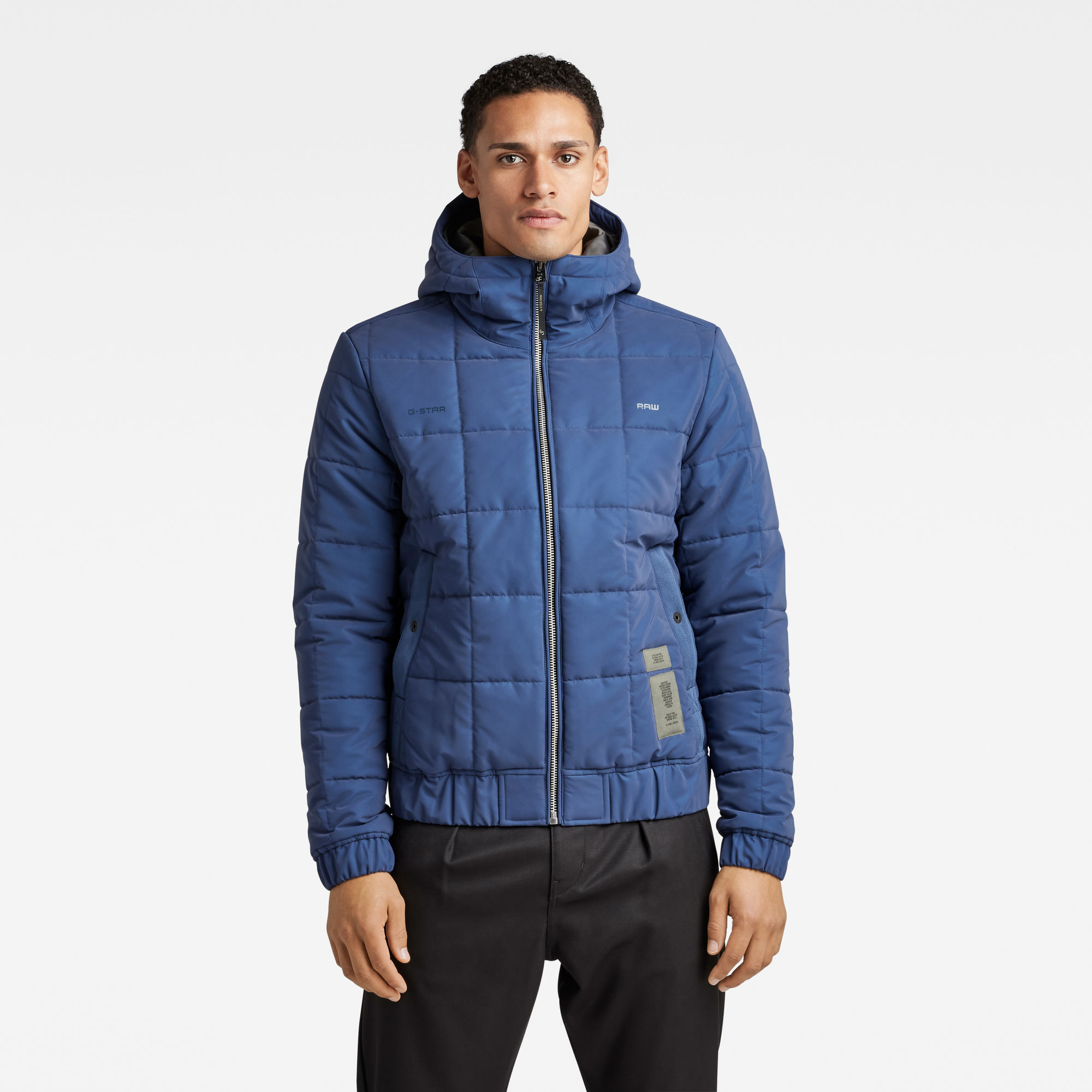 

Meefic Squared Quilted Hooded Jacket - Medium blue - Men