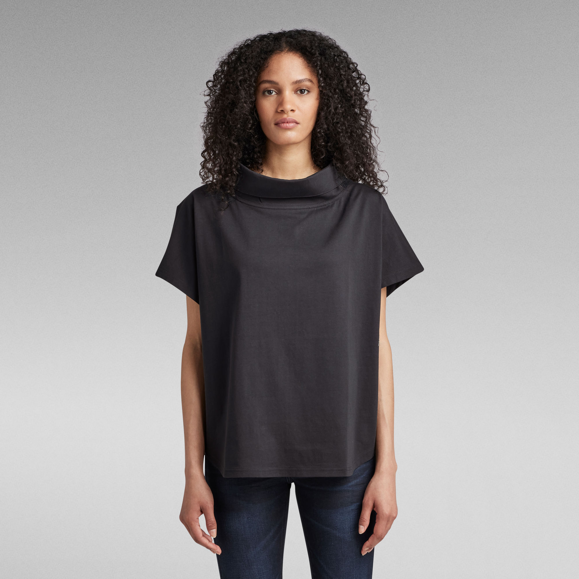 

Woven Mix Loose Top - Black - Women