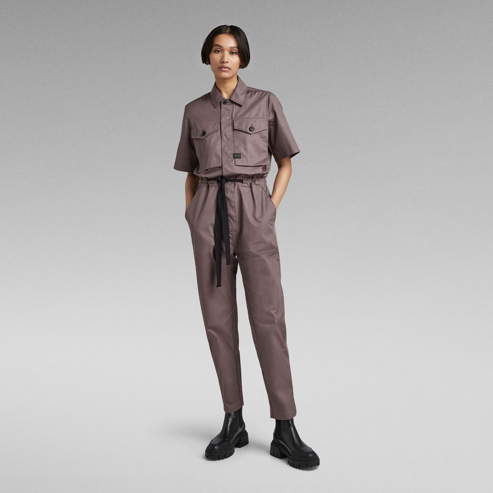 Army Jumpsuit - Lila - Damen