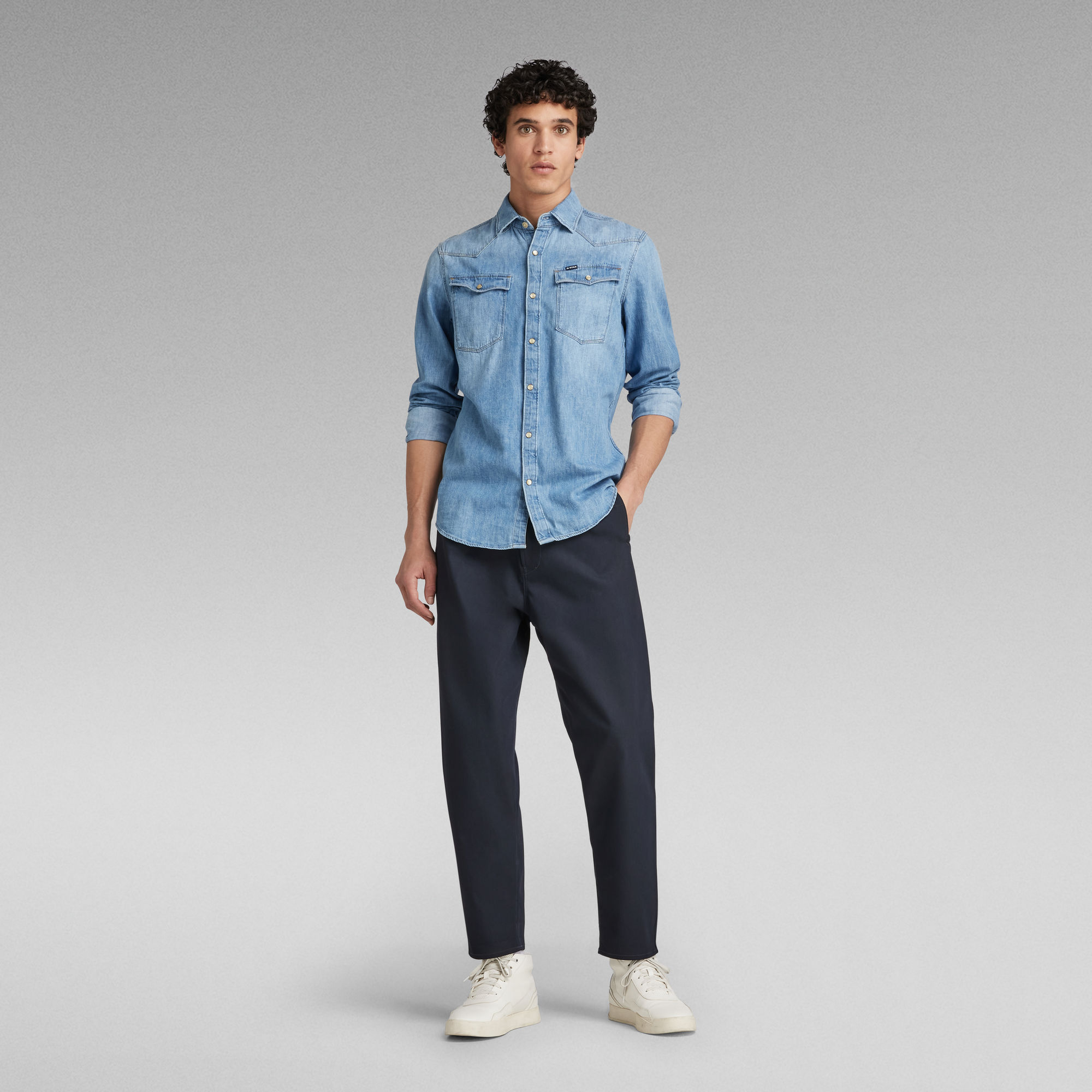 

Unisex Pleated Relaxed Chino - Donkerblauw - Heren