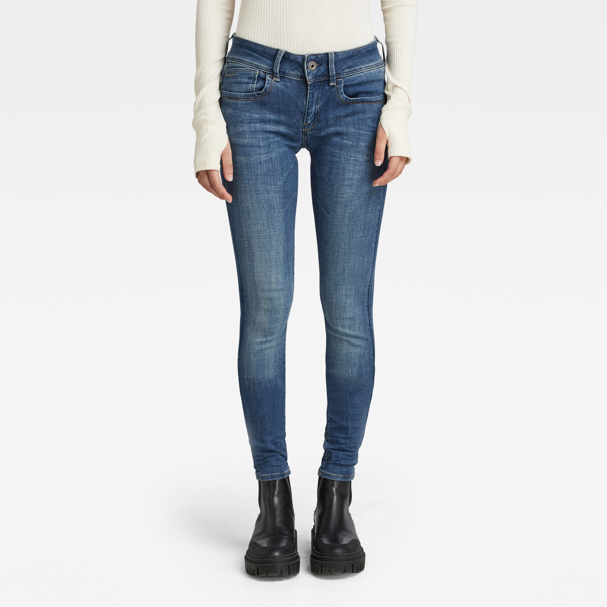 

Lynn Mid Super Skinny Jeans - Midden blauw - Dames