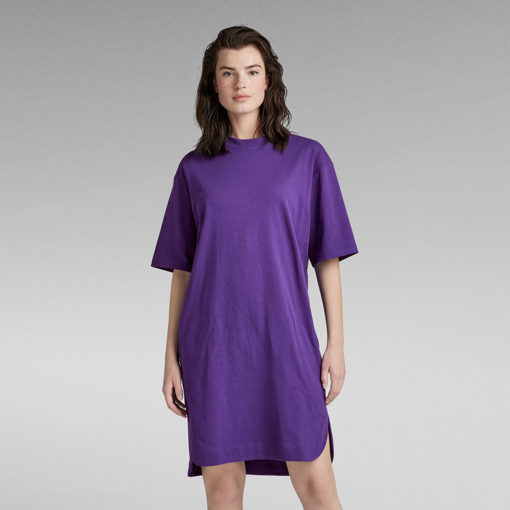 Boxy U Tee Kleid - Lila - Damen