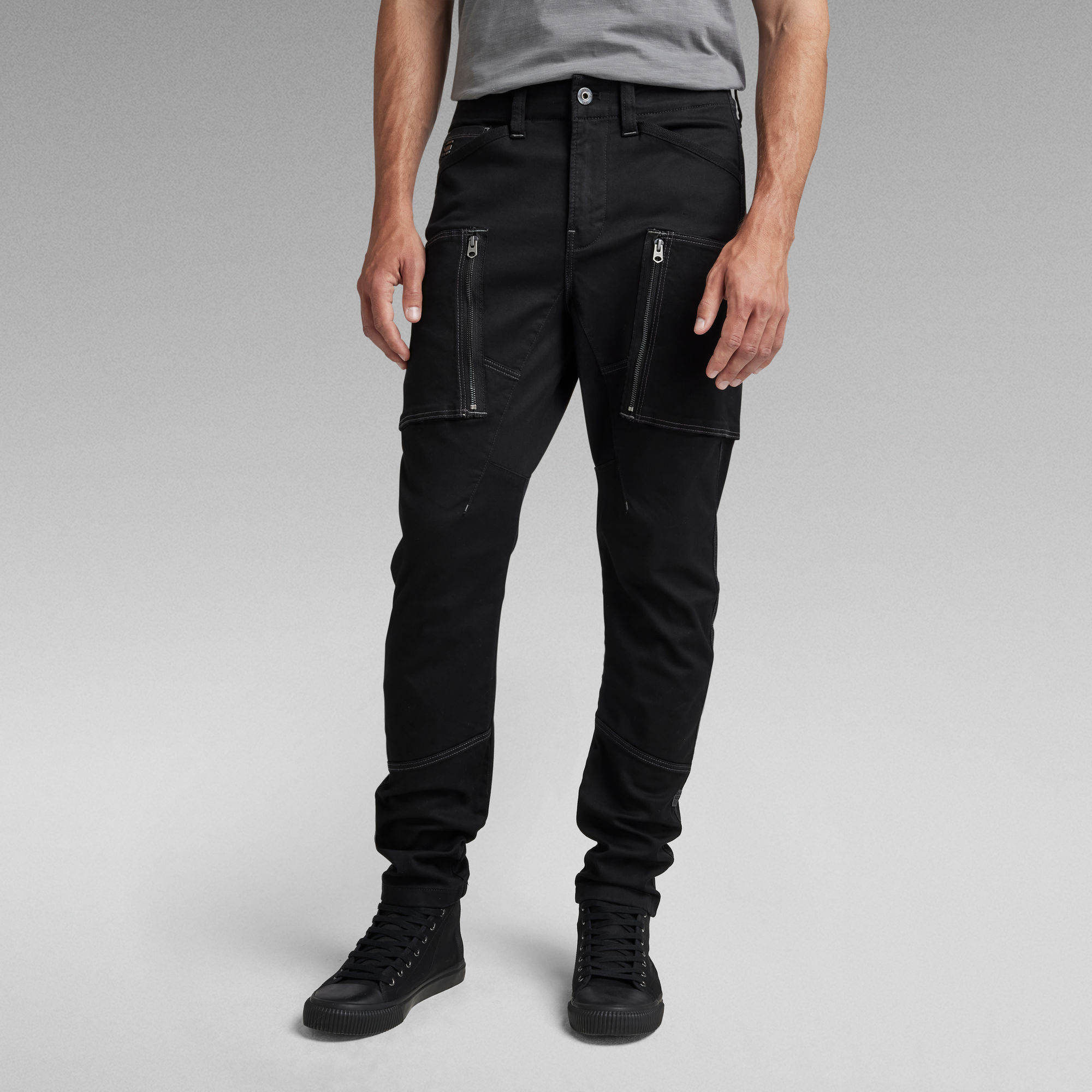 Zip Pocket 3D Skinny Cargohose - Schwarz - Herren