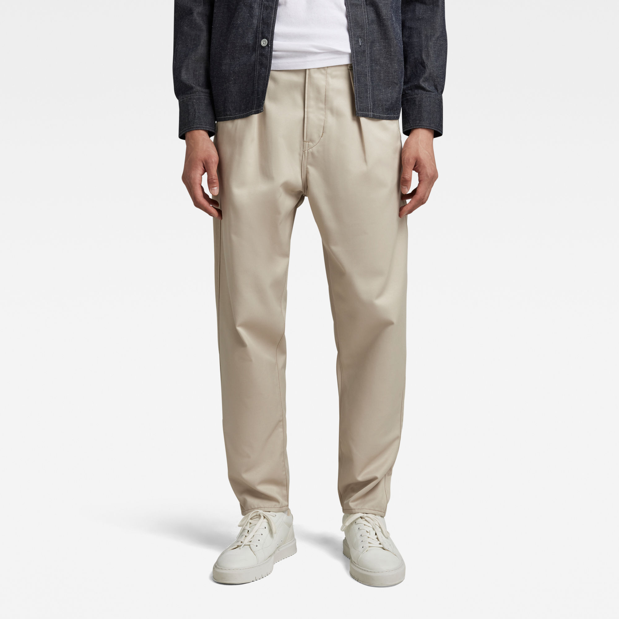 

Unisex Pleated Chino Relaxed - Beige - Heren