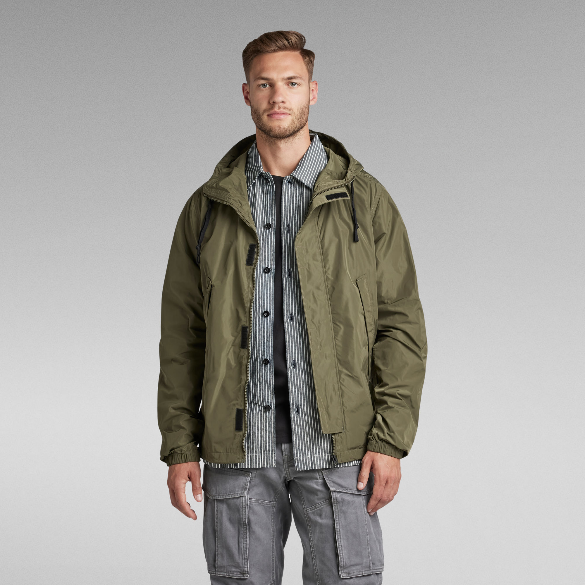 Sporty Hooded Jacke - Grün - Herren