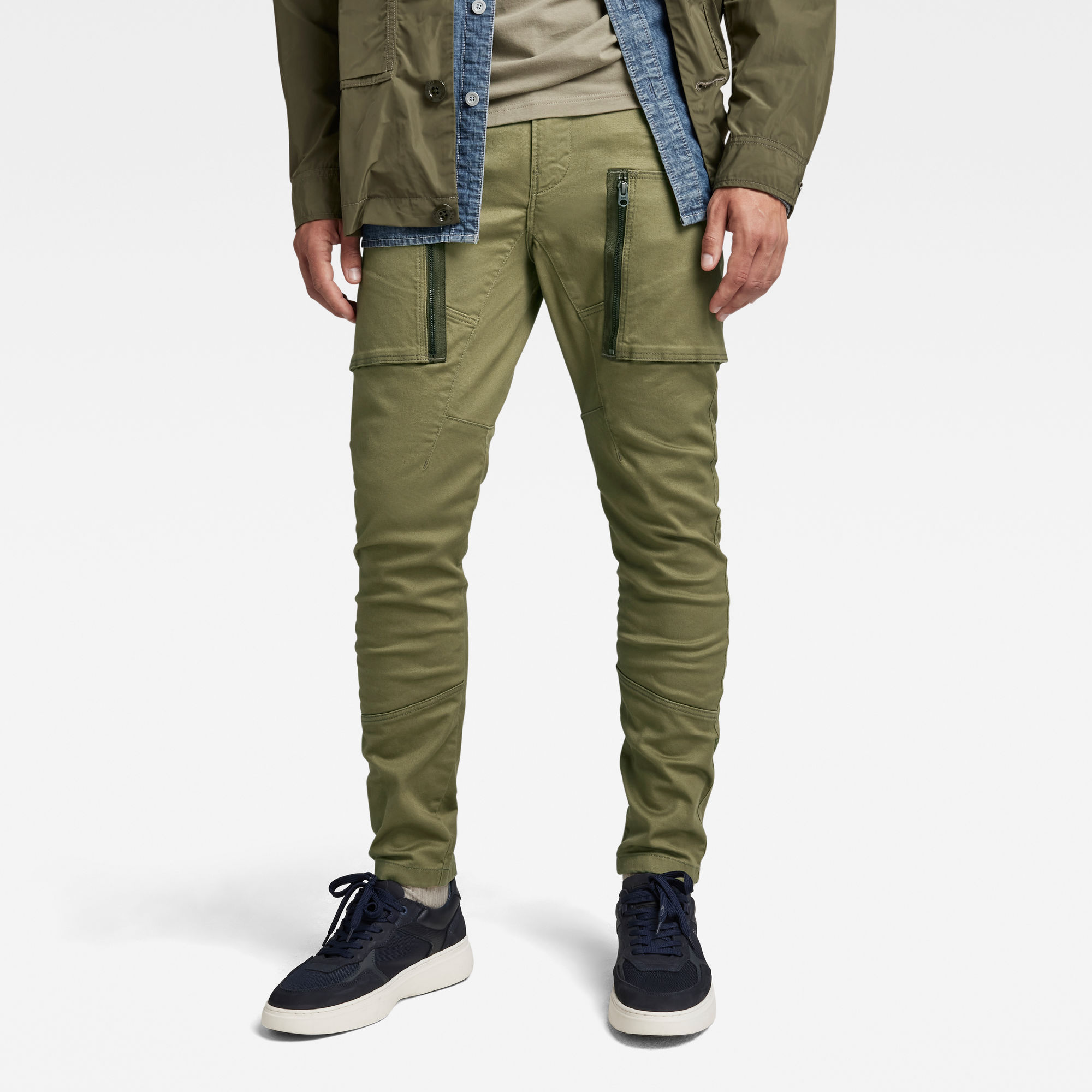 

Zip Pocket 3D Skinny Cargo Pants - Green - Men