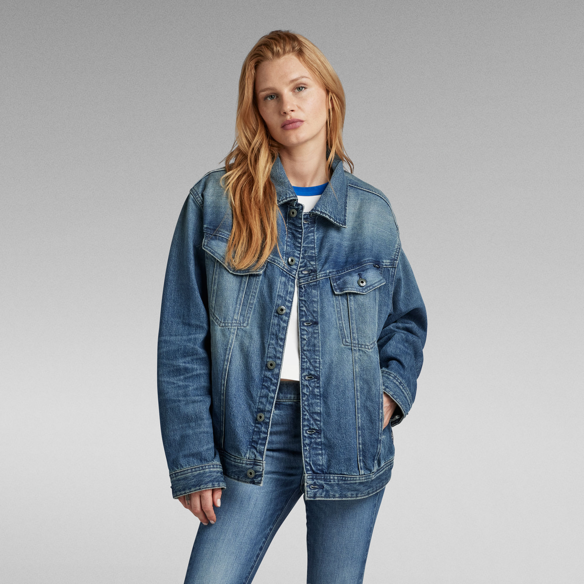 

Oversized Western Jacket Evergreen - Medium blue - Women