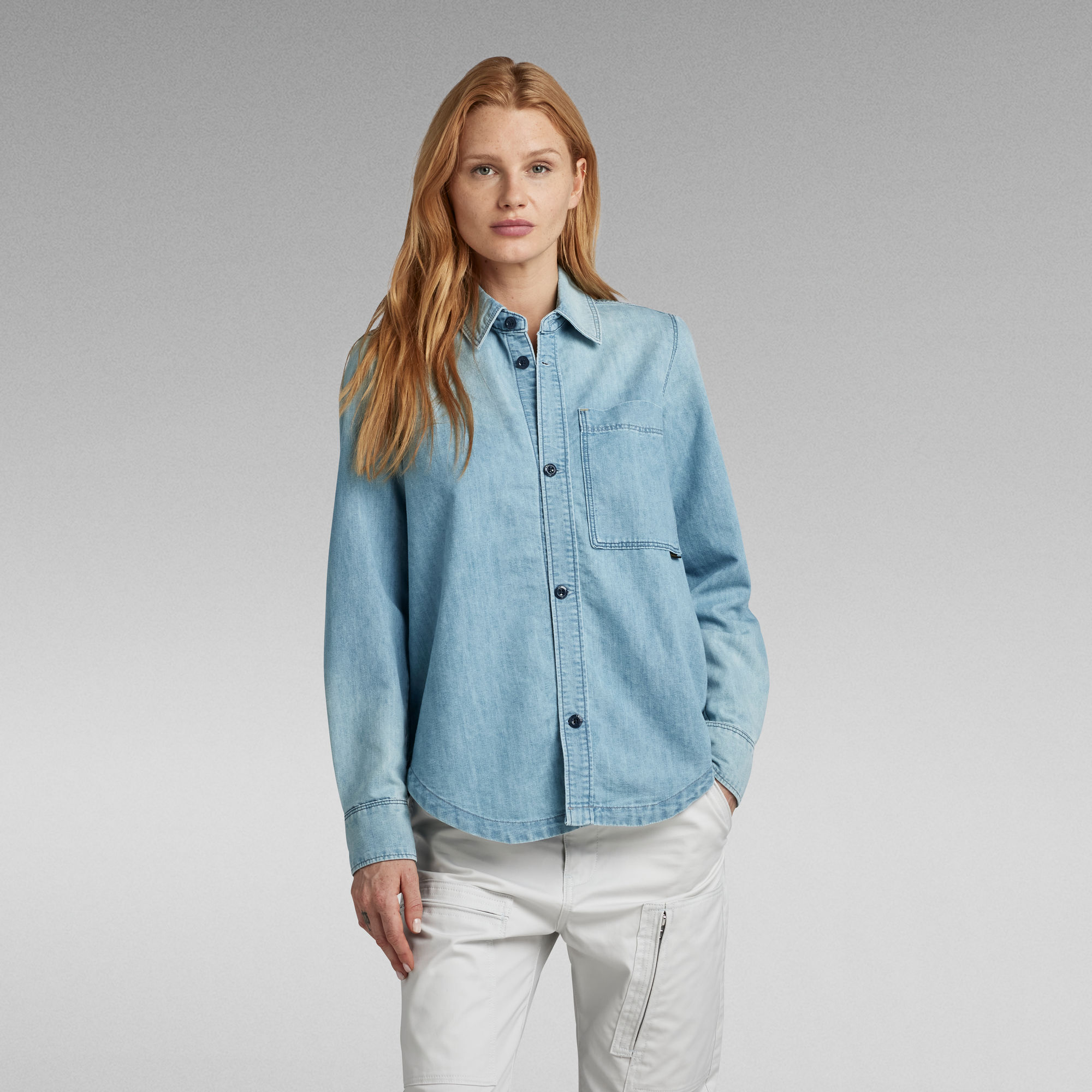 

Premium 1-Pocket Shirt - Lichtblauw - Dames