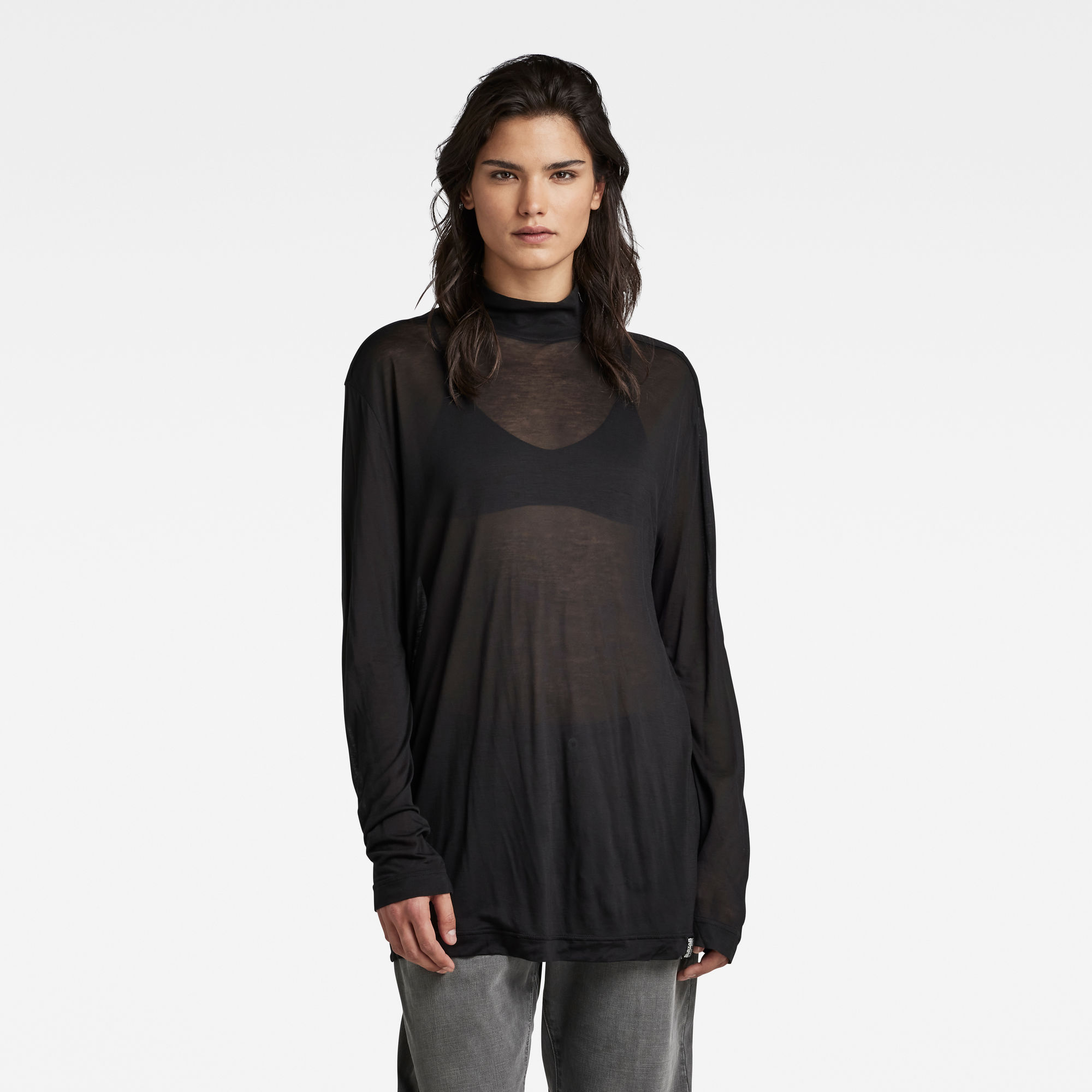 

Essential Mock Loose Top - Schwarz - Damen