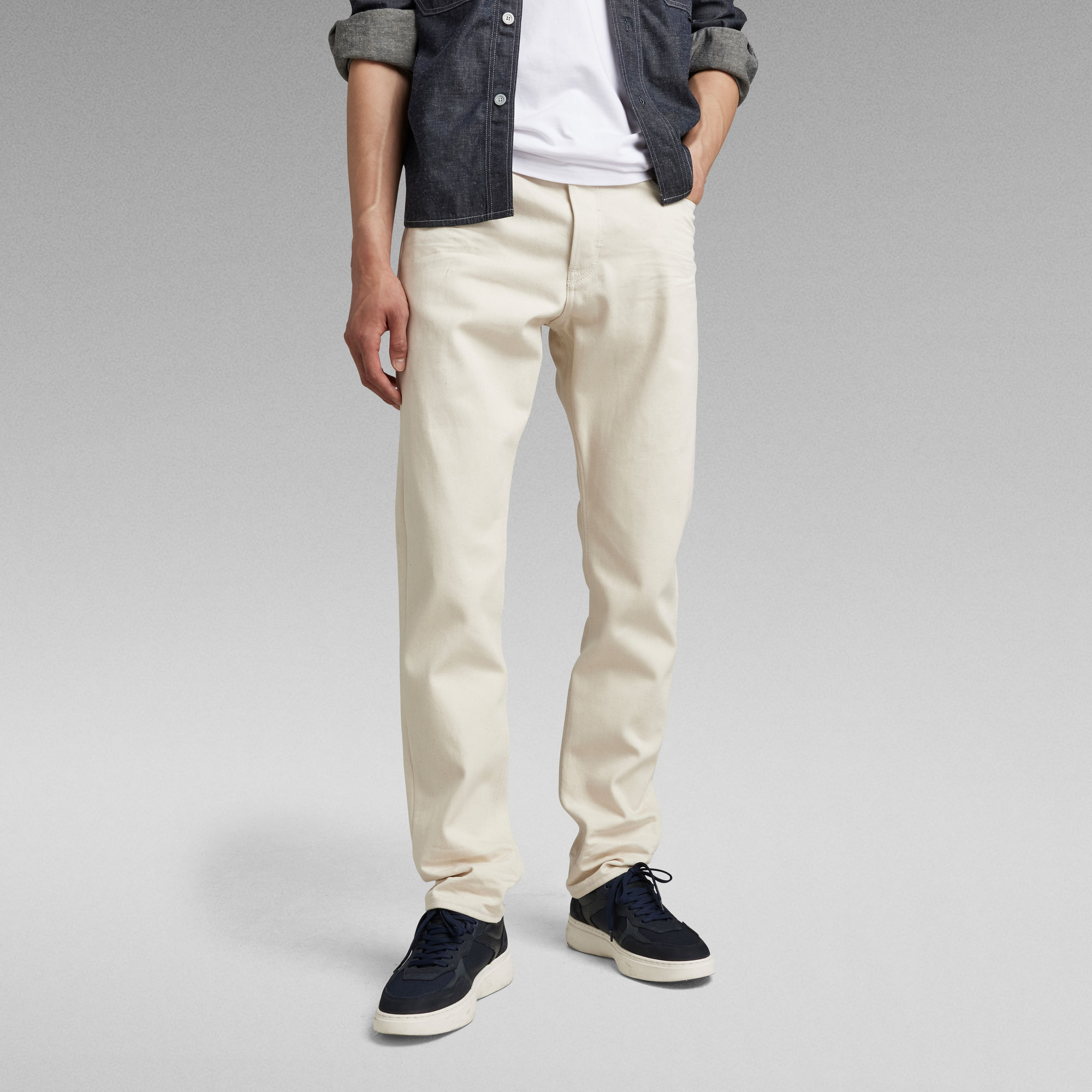 

Triple A Regular Straight Jeans - White - Men