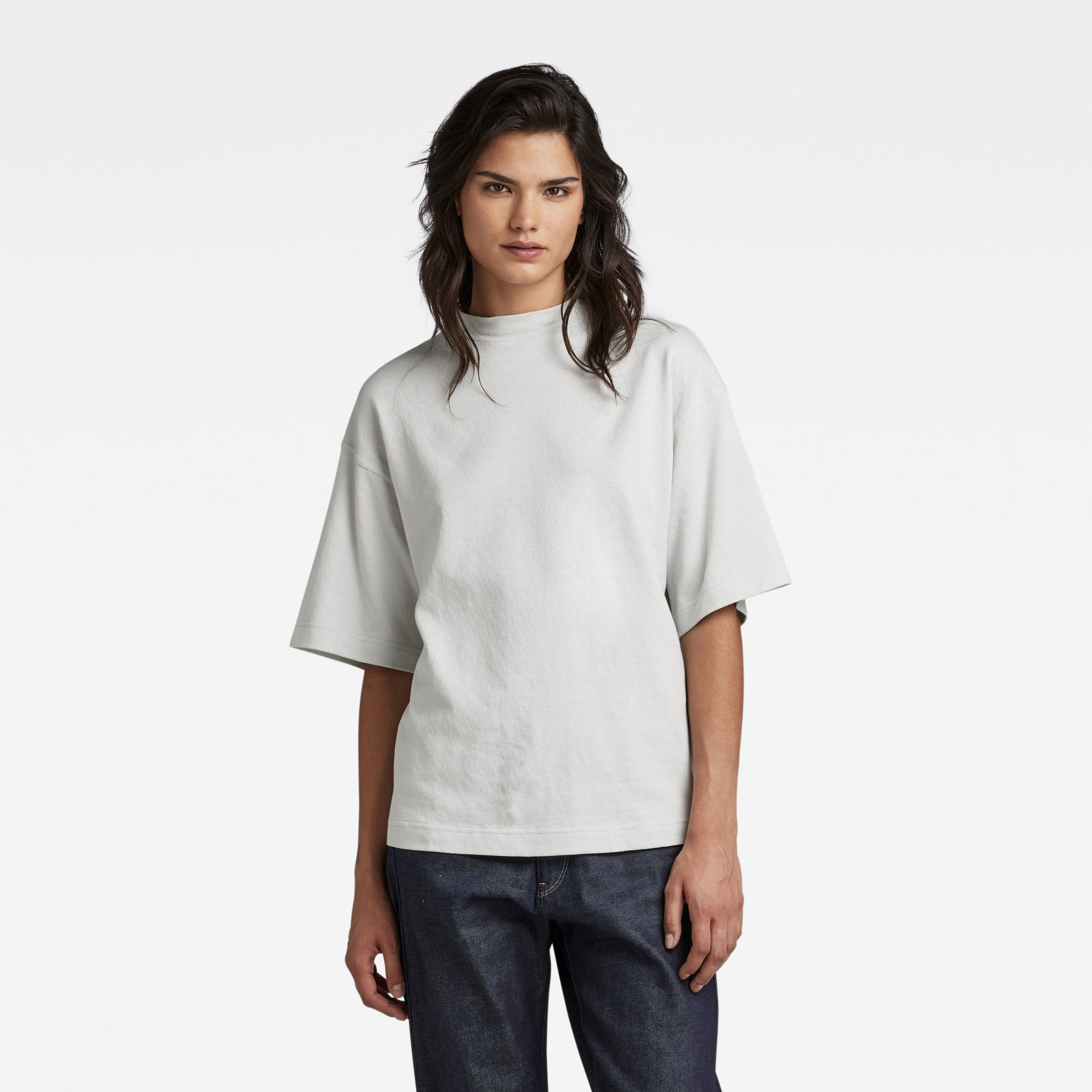 

Col T-Shirt Loose - Grijs - Dames