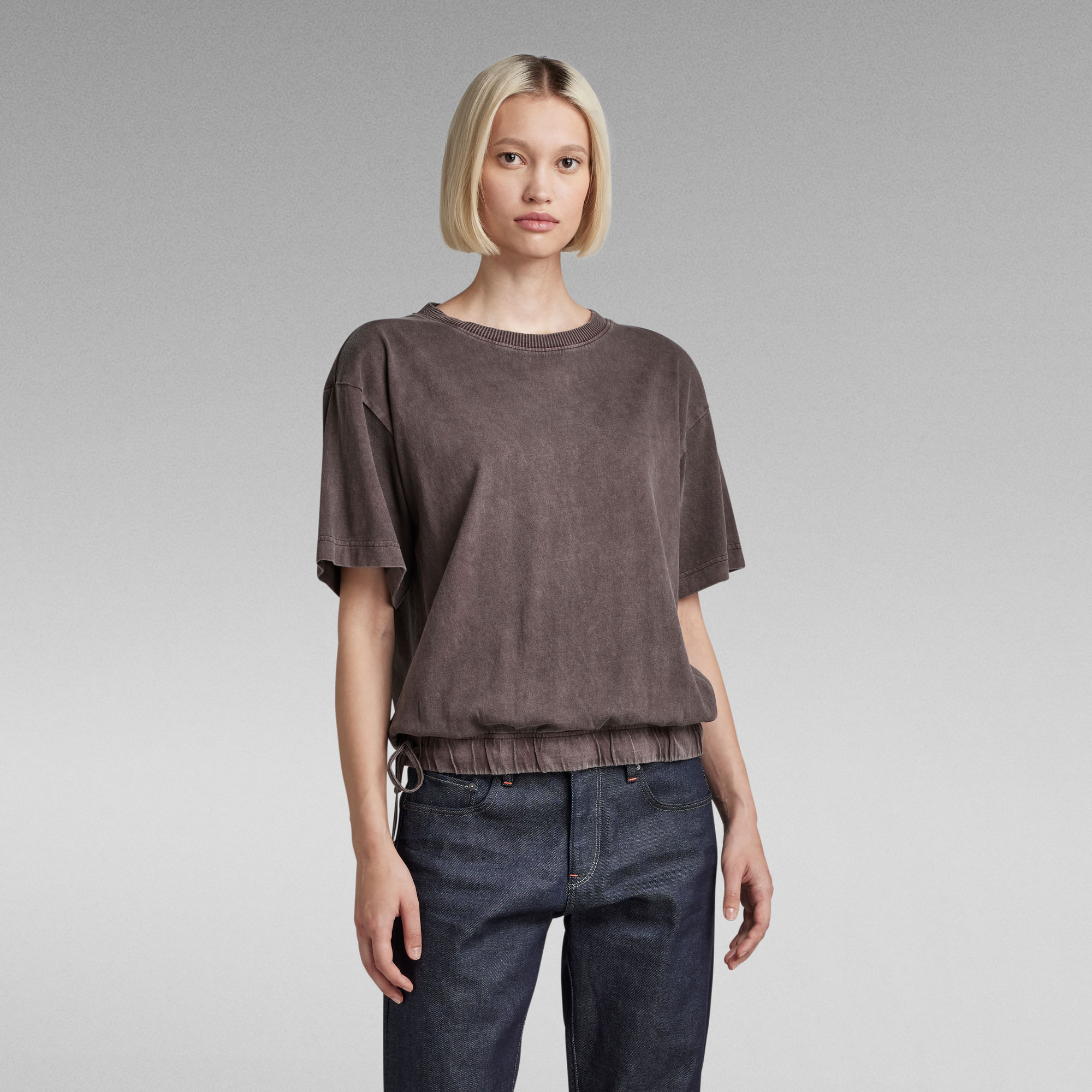 Adjustable Loose T-Shirt - Braun - Damen