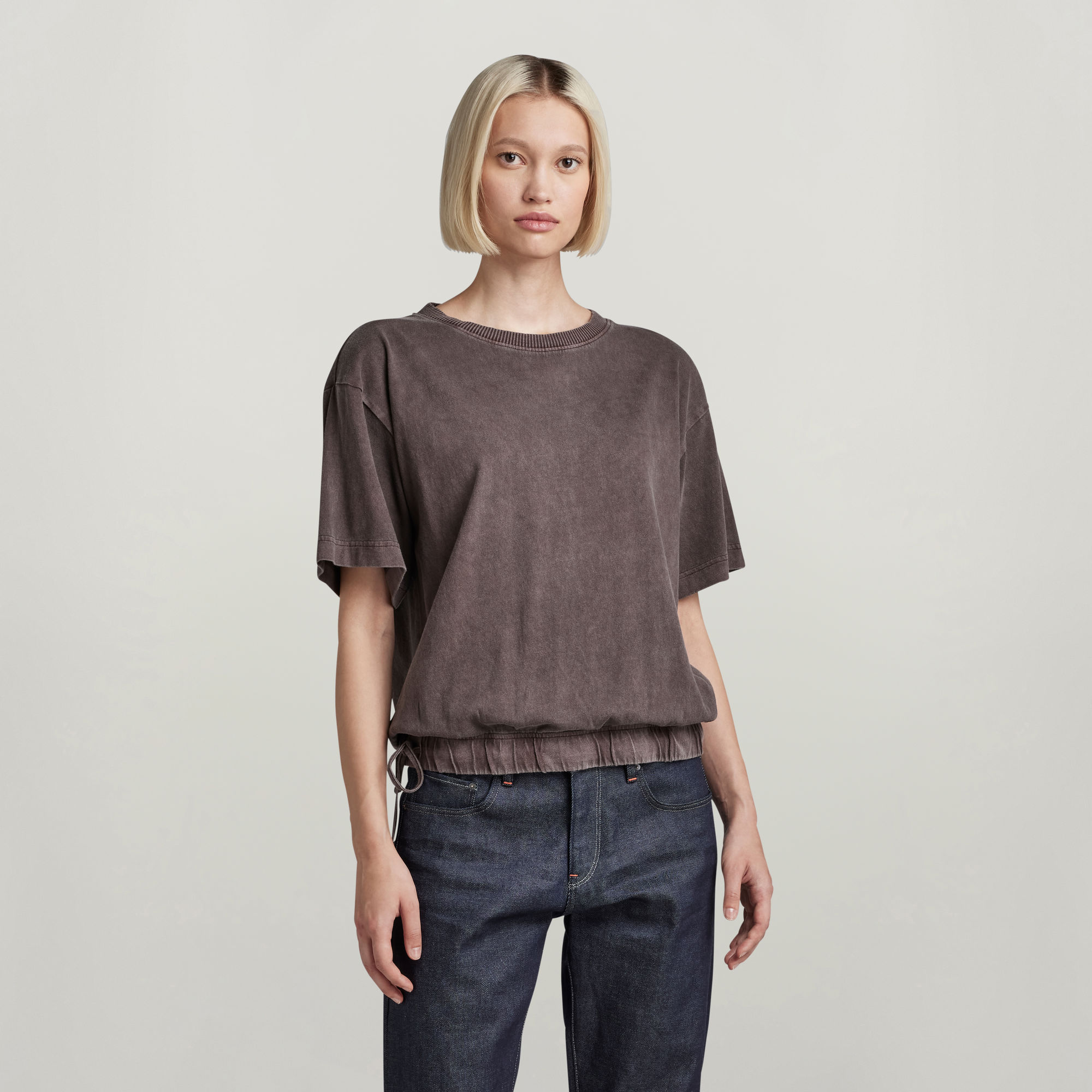 

Adjustable Loose T-Shirt - Brown - Women