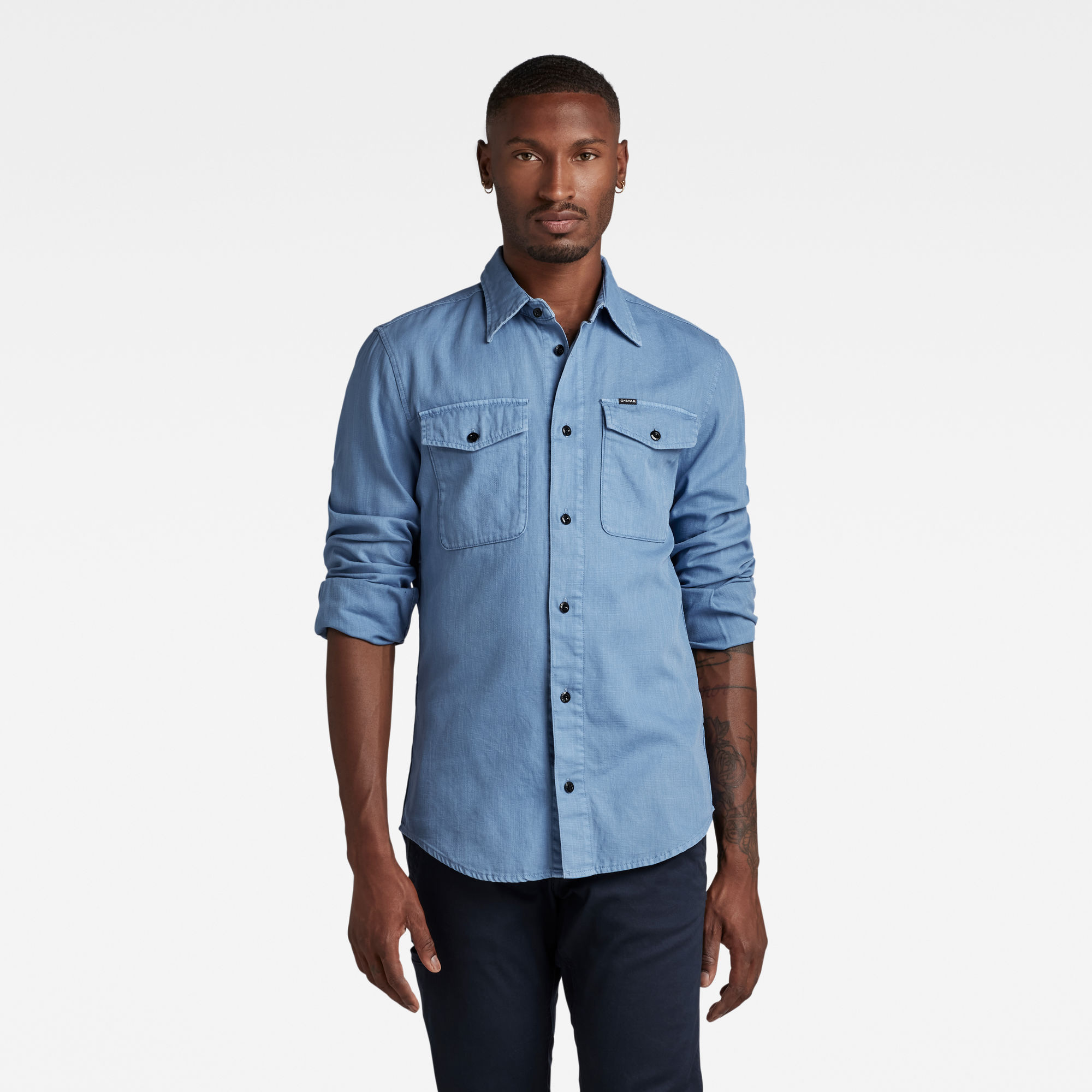 

Marine Slim Shirt - Midden blauw - Heren