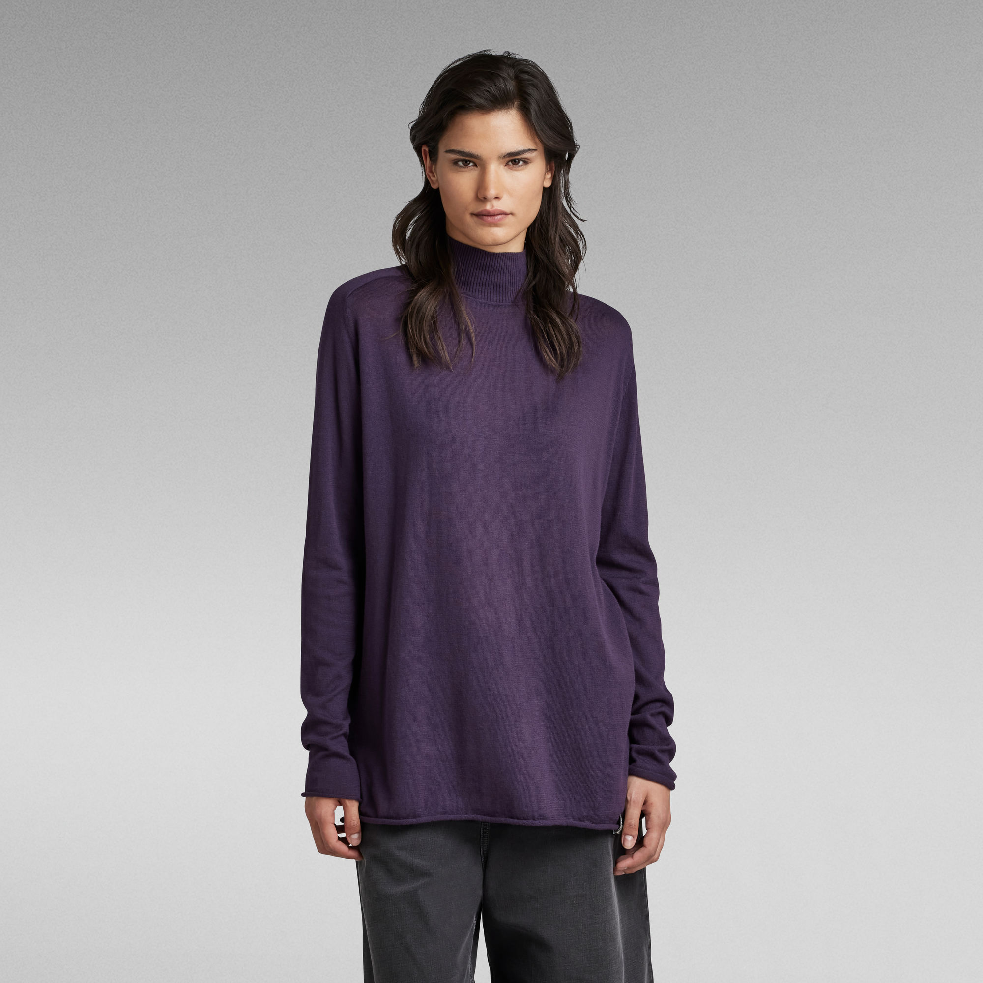 

Essential Mock Relaxed Knit - Purple - Women