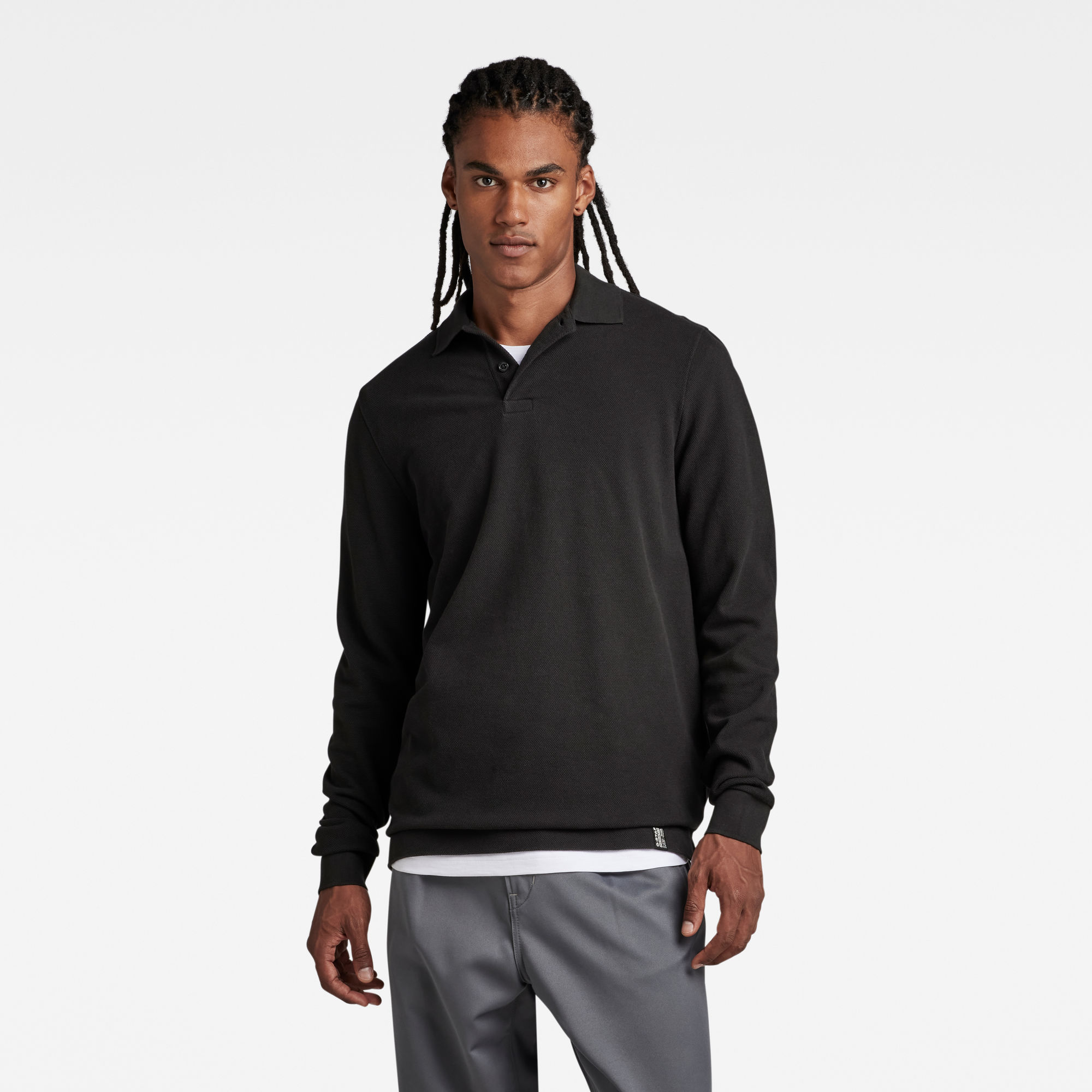 

Essential Poloshirt Long Sleeve - Schwarz - Herren