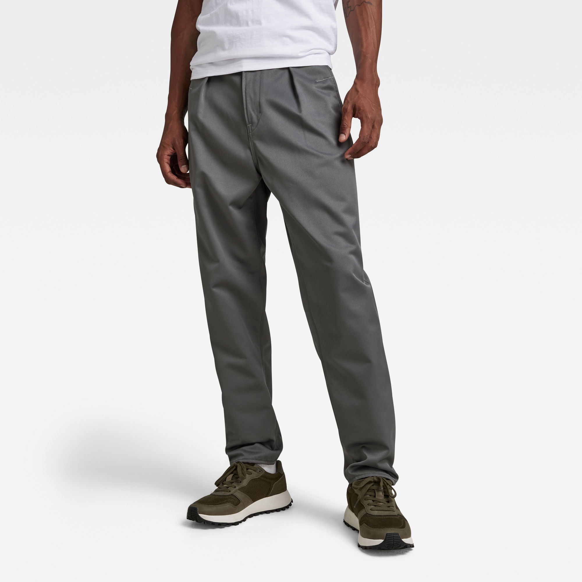 

Unisex Pleated Chino Relaxed - Grijs - Heren