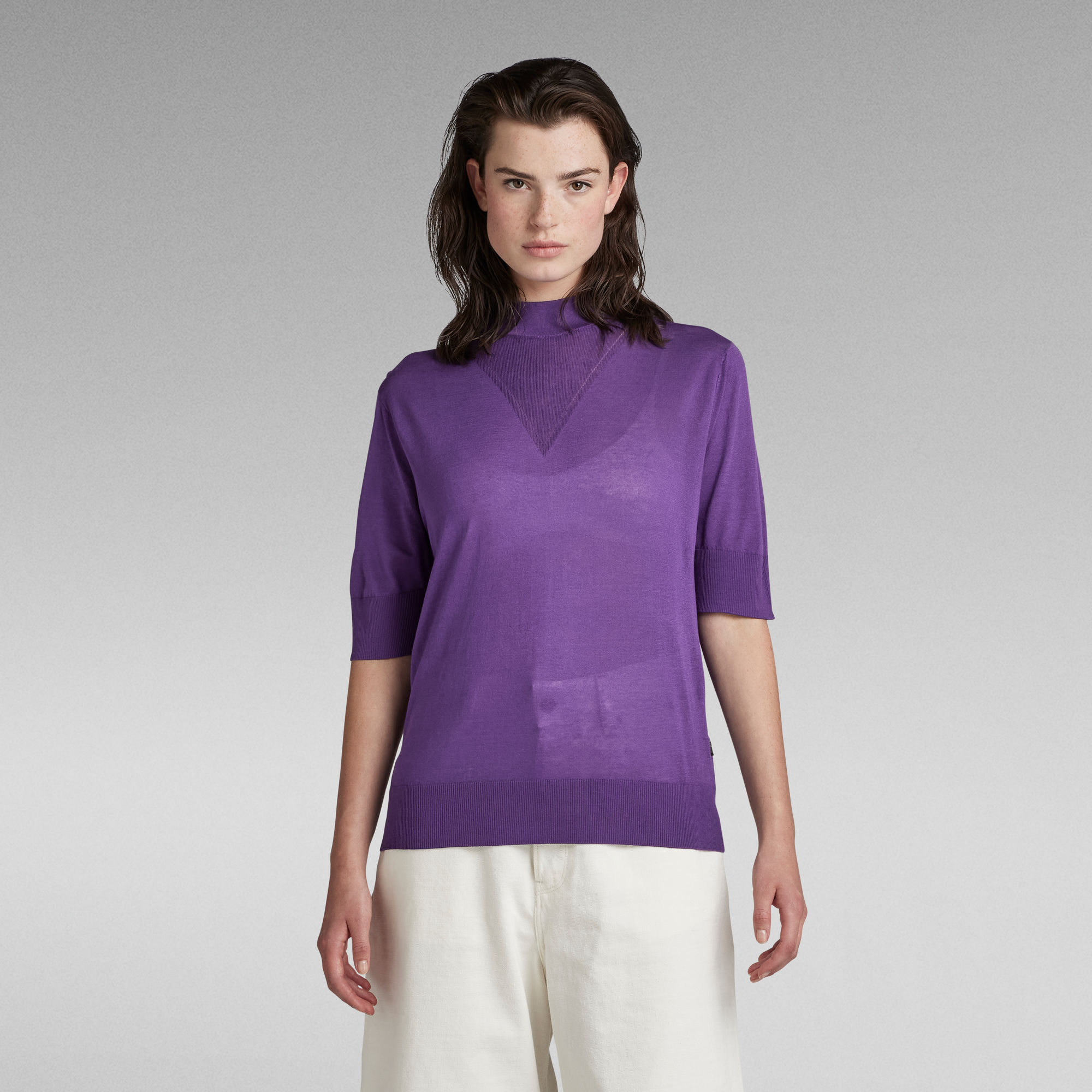 

Core Mock Neck Knitted Top - Purple - Women