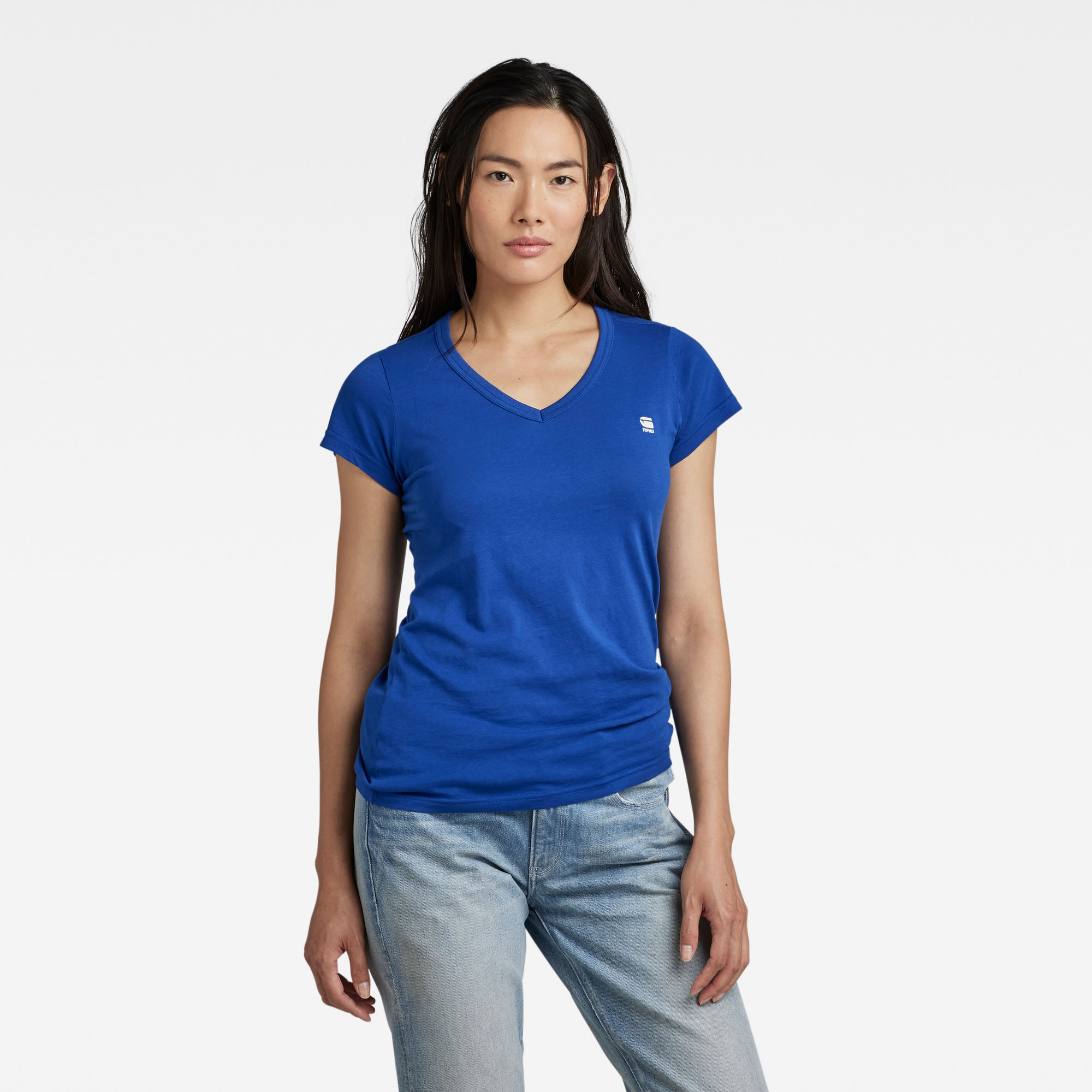 

Eyben Slim V-Neck Top - Medium blue - Women