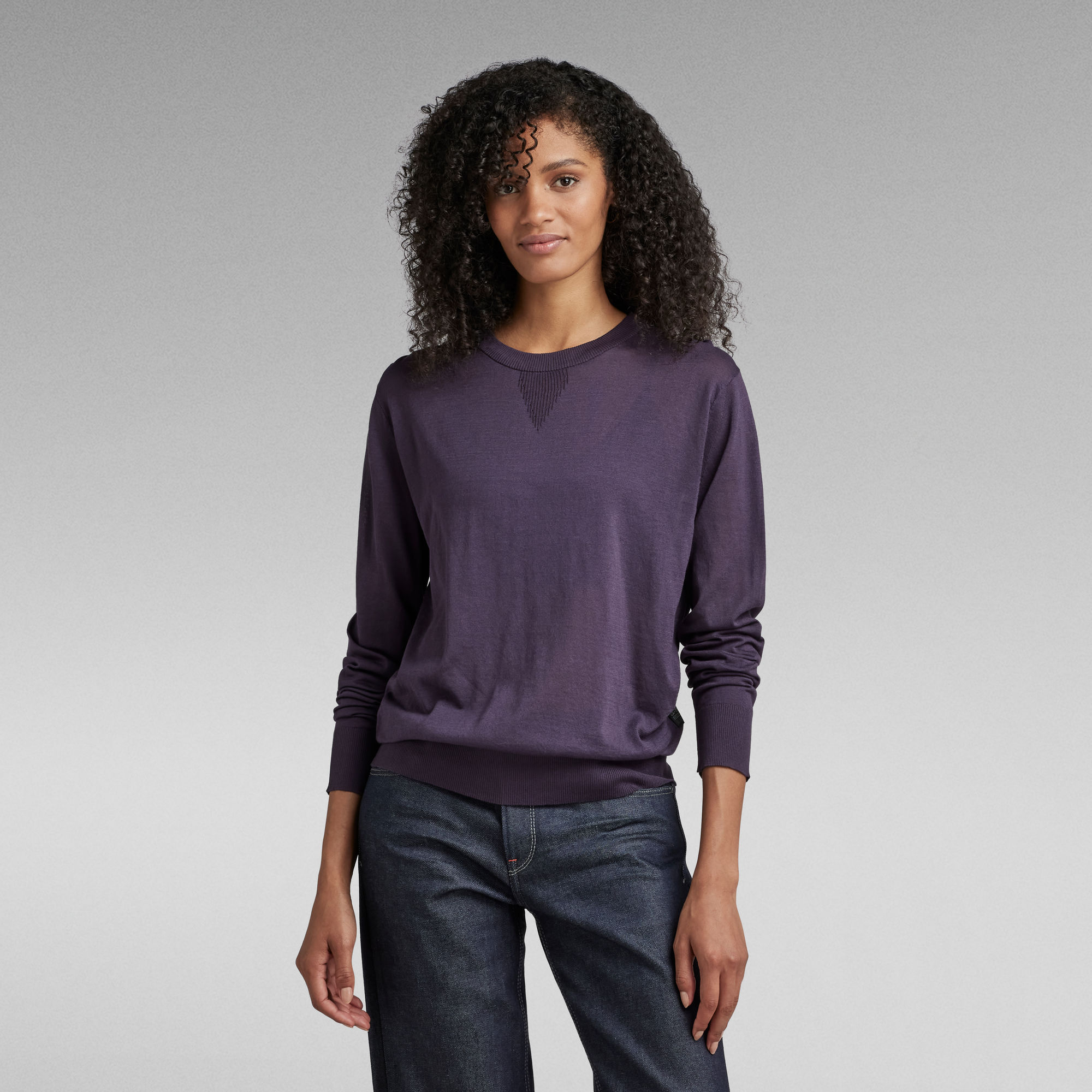 

Core Round Neck Knitted Sweater - Purple - Women