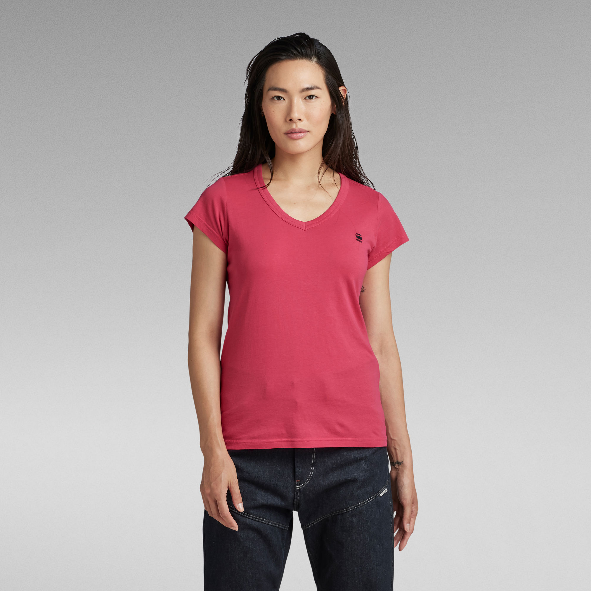 G-Star RAW Eyben Slim V-Hals Top - Roze - Dames