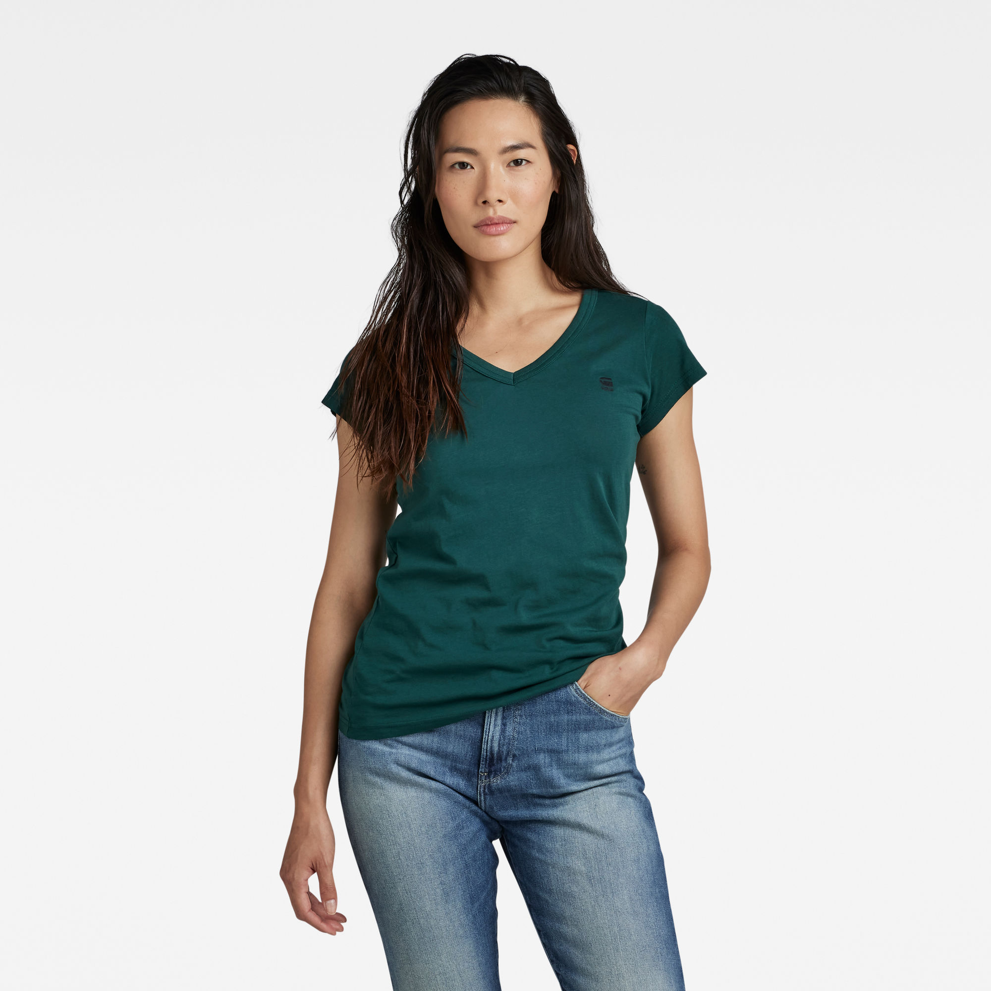 

Eyben Slim V-Neck Top - Green - Women